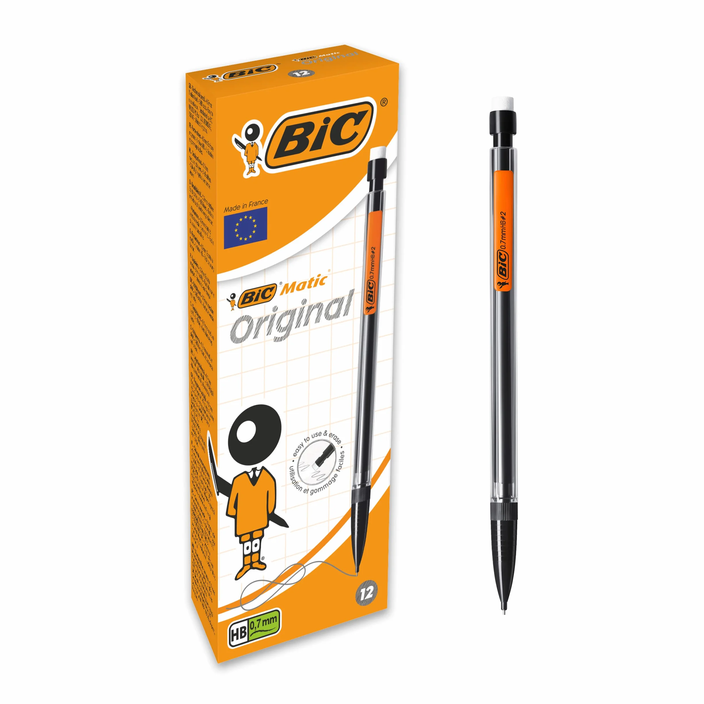 BIC Matic Original 0,7mm HB Ołówek z gumką Pudełko 12szt