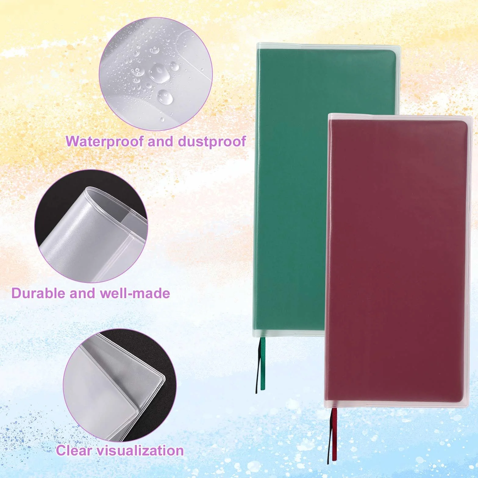 2szt Przezroczysta Okładka dla Hobonichi Weeks, 20,8x19,8cm PVC Ochrona Planera z Samoprzylepnymi Zakładkami Wodoodporna Kurzoodporna Ochronna Koszulka na Notes dla Hobonichi Techo Akcesoriów