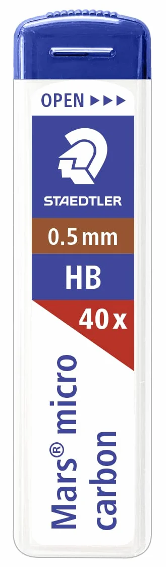 Staedtler 25505HBBKD Mars Micro cienkie wkłady o średnicy 0,5 mm, HB soft, opakowanie blistrowe 1 sztuka