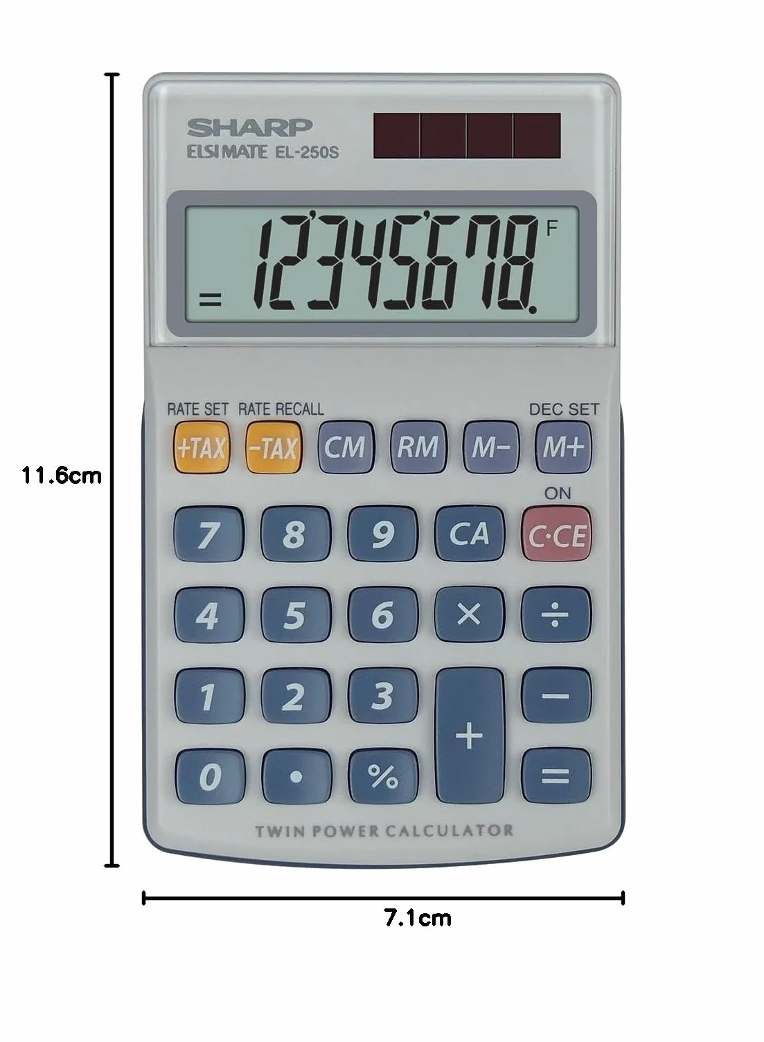 Sharp EL-250S kalkulator (8 cyfr, zasilanie solarne i bateryjne) biały
