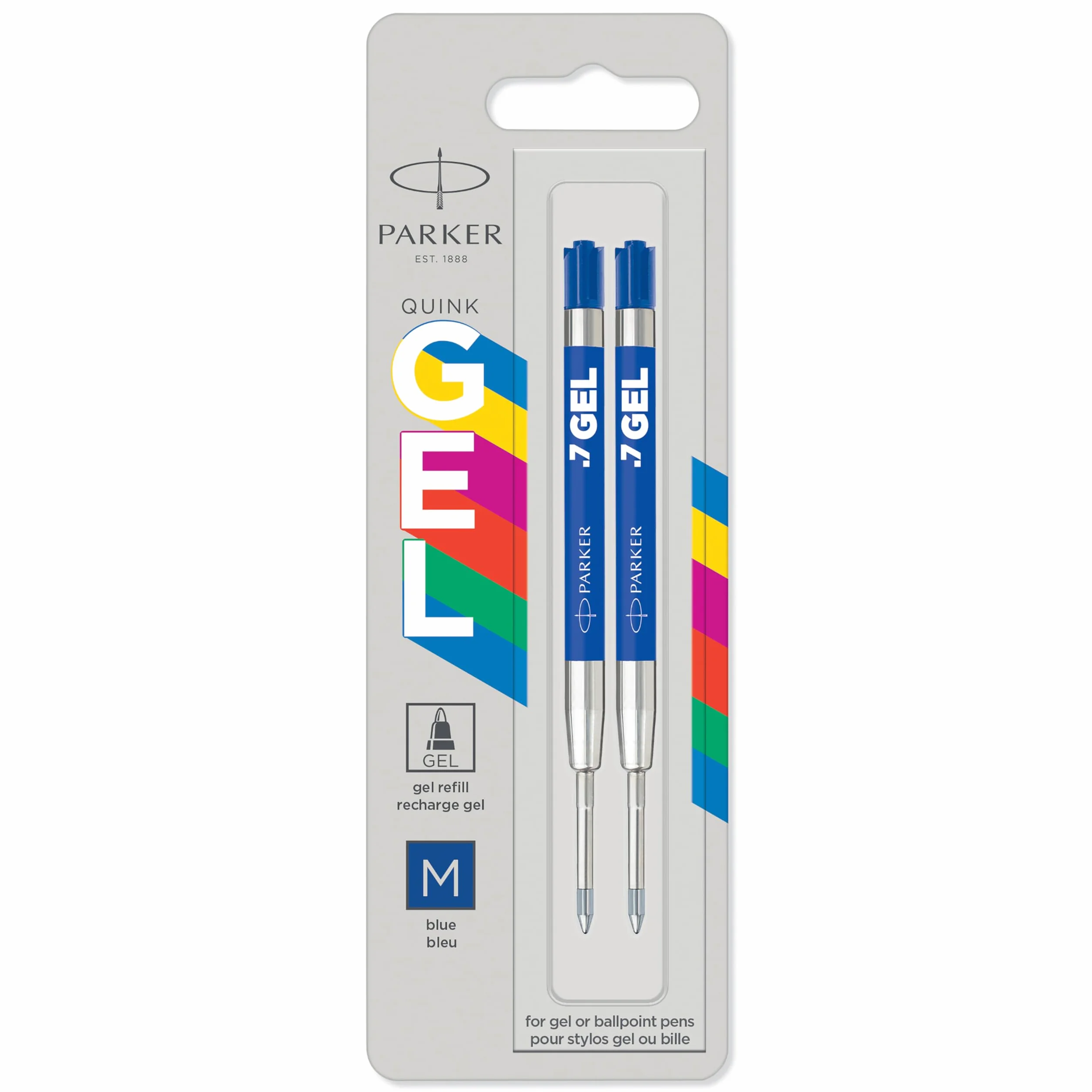 Parker 2136210 Wkłady do Długopisu, Niebieski, 2 sztuki