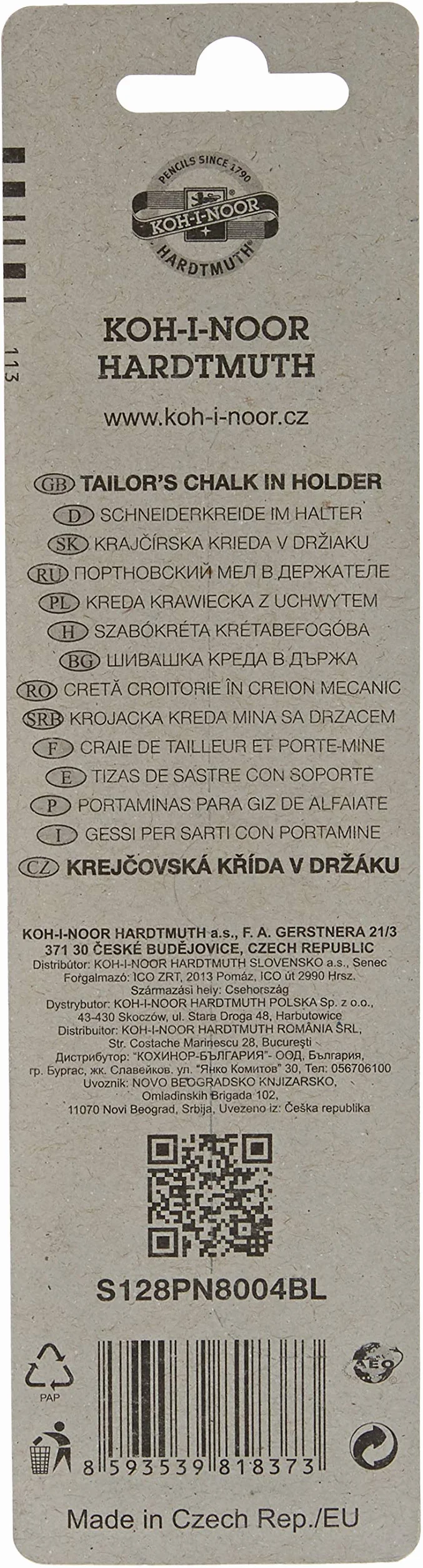 Koh-I-Noor S128PN8004BL Kreda Krawiecka, Różne Kolory