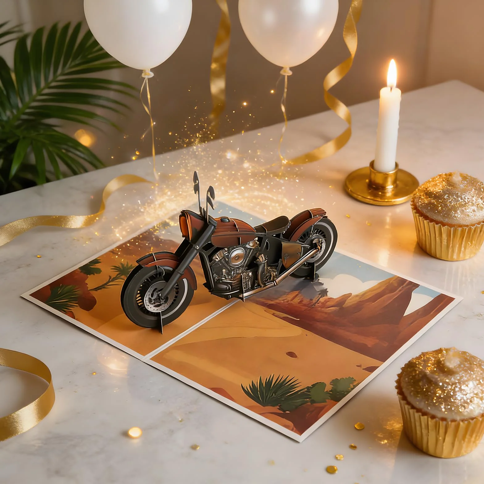 Kartka urodzinowa dla mężczyzny 3D Pop Up – wzór Cruiser z papierem laserowym