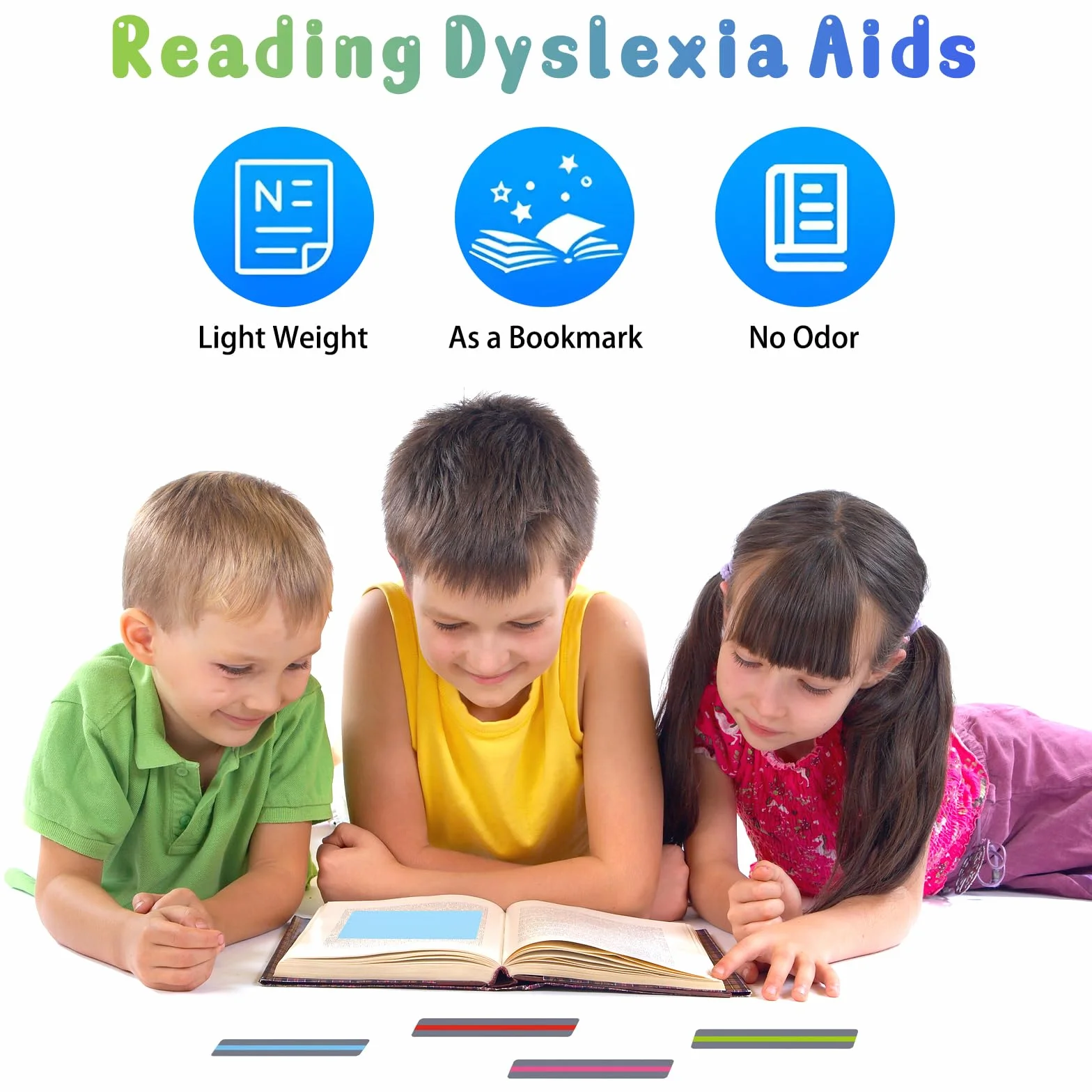 16 sztuk pasków do czytania, dysleksji, kolorowe nakładki, linijki do czytania, zmniejszają stres wizualny, narzędzia do dysleksji