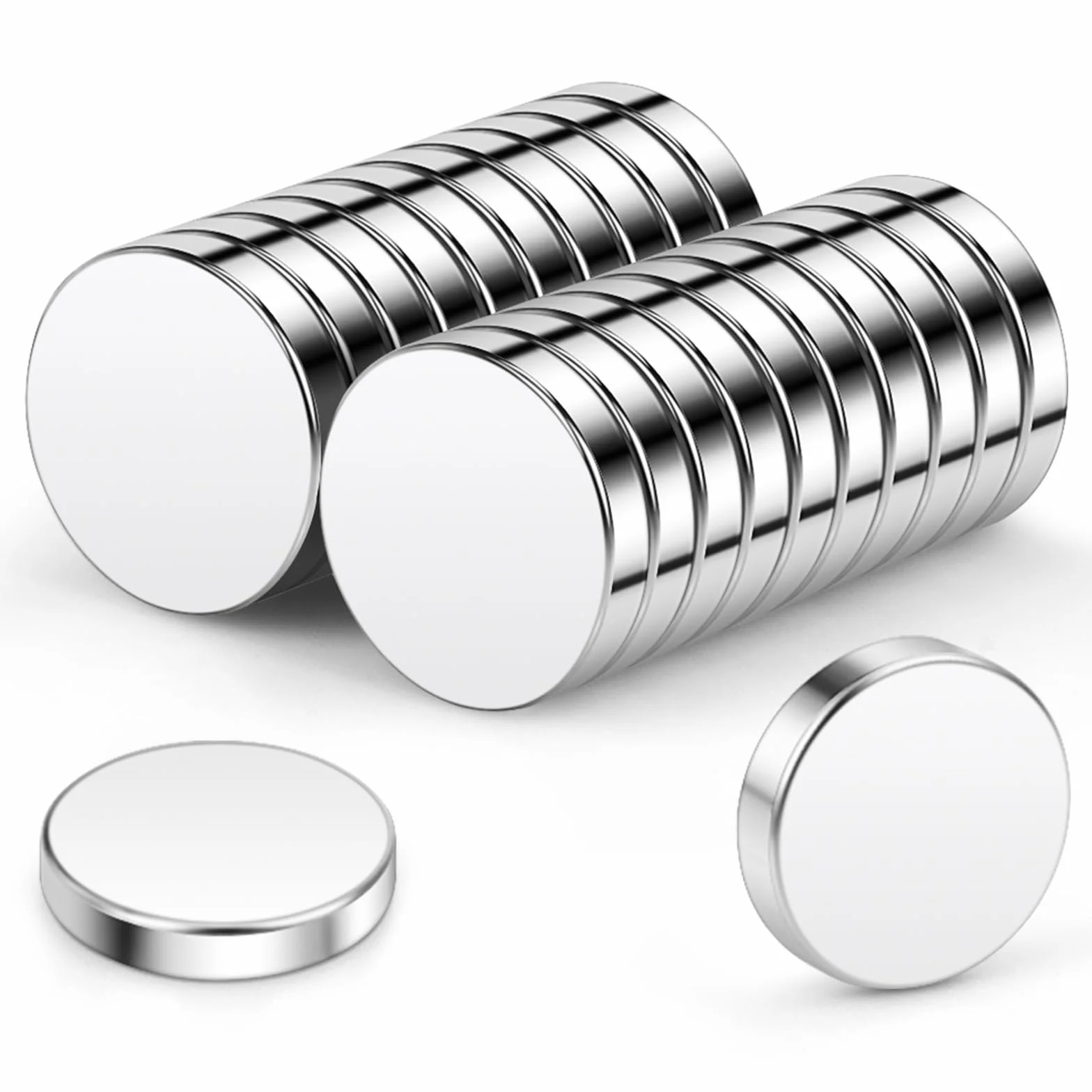 Wukong Magnesy neodymowe 10 x 2 mm, 20 sztuk, ekstra mocne mini magnesy, okrągłe, małe magnesy do tablicy korkowej, na lodówkę, do rzemiosła, biura, kuchni