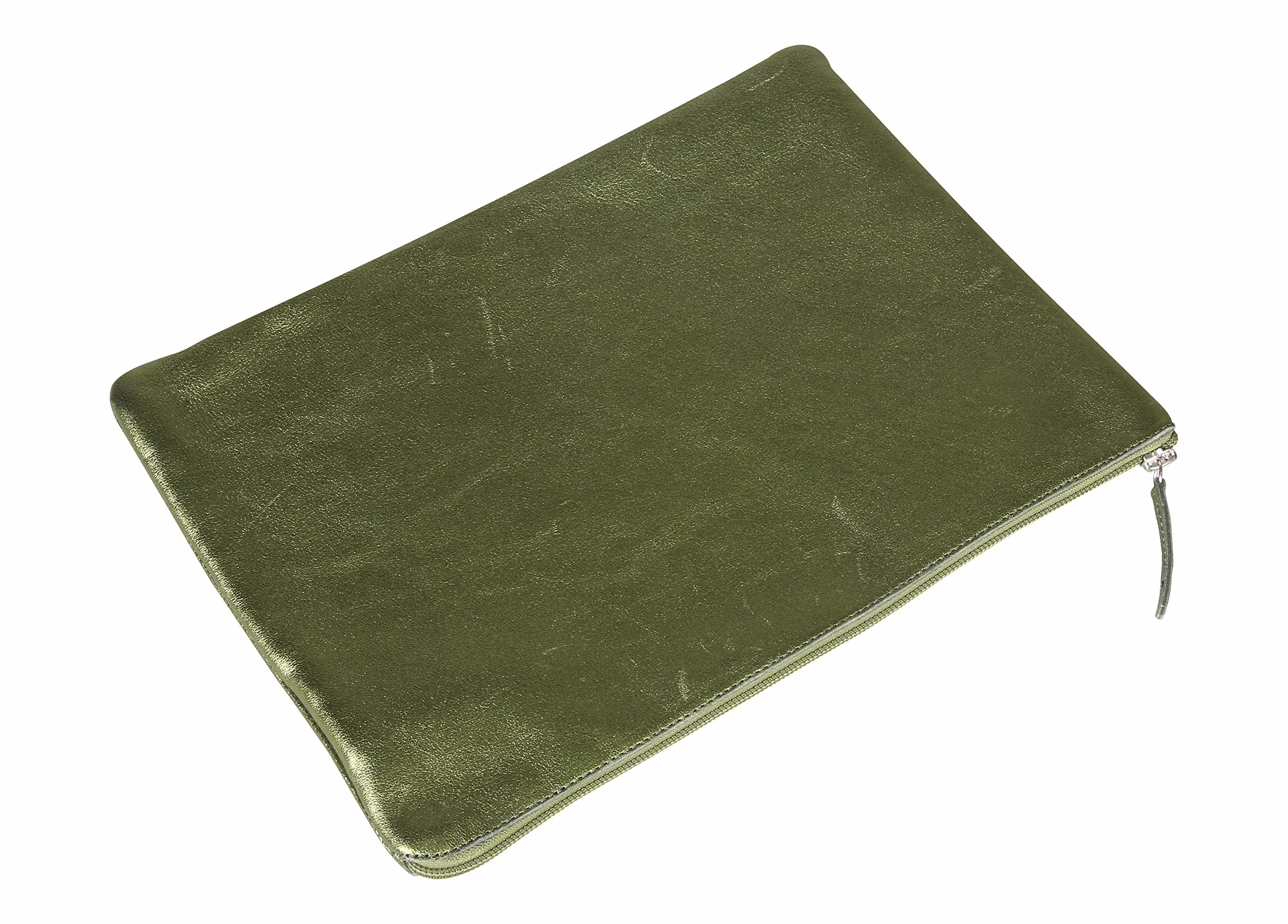 Clairefontaine Zaszetka Skórzana Płaska, Prawdziwa Skóra Jagnięca, 23x32cm, Zielony Perłowy