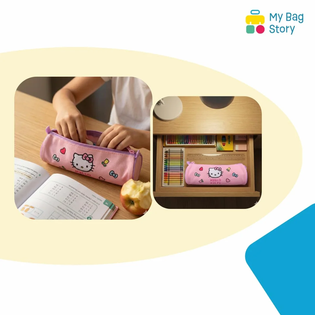 mybagstory Hello Kitty piórnik - piórnik z 1 przegródkami - dla dzieci - szkoła - przedszkole - dziewczynka - rozmiar 21 cm, pomysł na prezent, różowy