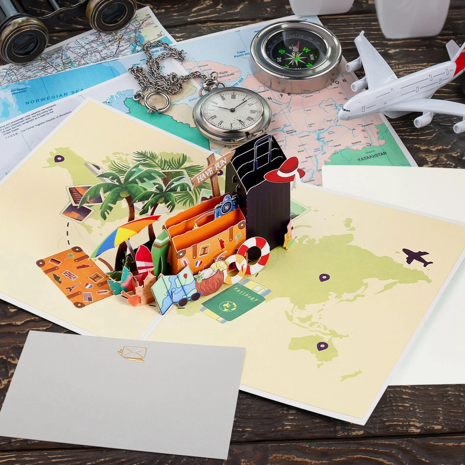 Kesote Kartka podróżna, prezent pieniężny, urlop, kartka pop-up, kartka z życzeniami z okazji osiągnięcia pełnoletności, kartka z życzeniami 3D, karta podarunkowa