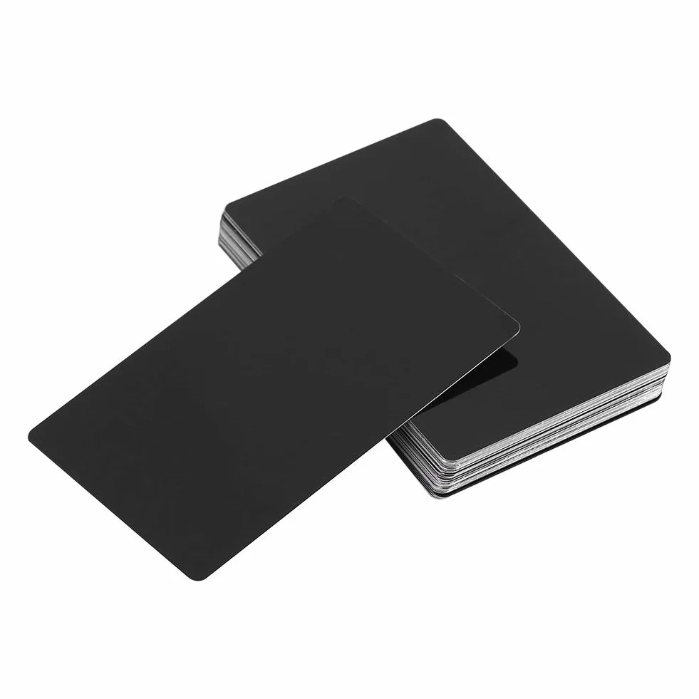 Nikou Metalowe Wizytówki 50 szt. Grawerowane Laserowo Puste Znaki (Czarne)