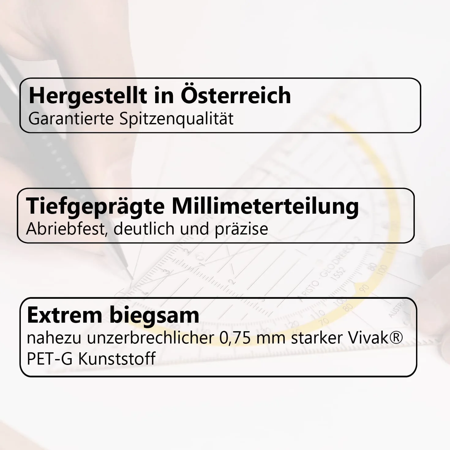 Aristo AR1550 ekierka geometryczna (16 cm, nietłukące się tworzywo sztuczne, wysoka dokładność wymiaru, odporne na ścieranie opis), przezroczysta