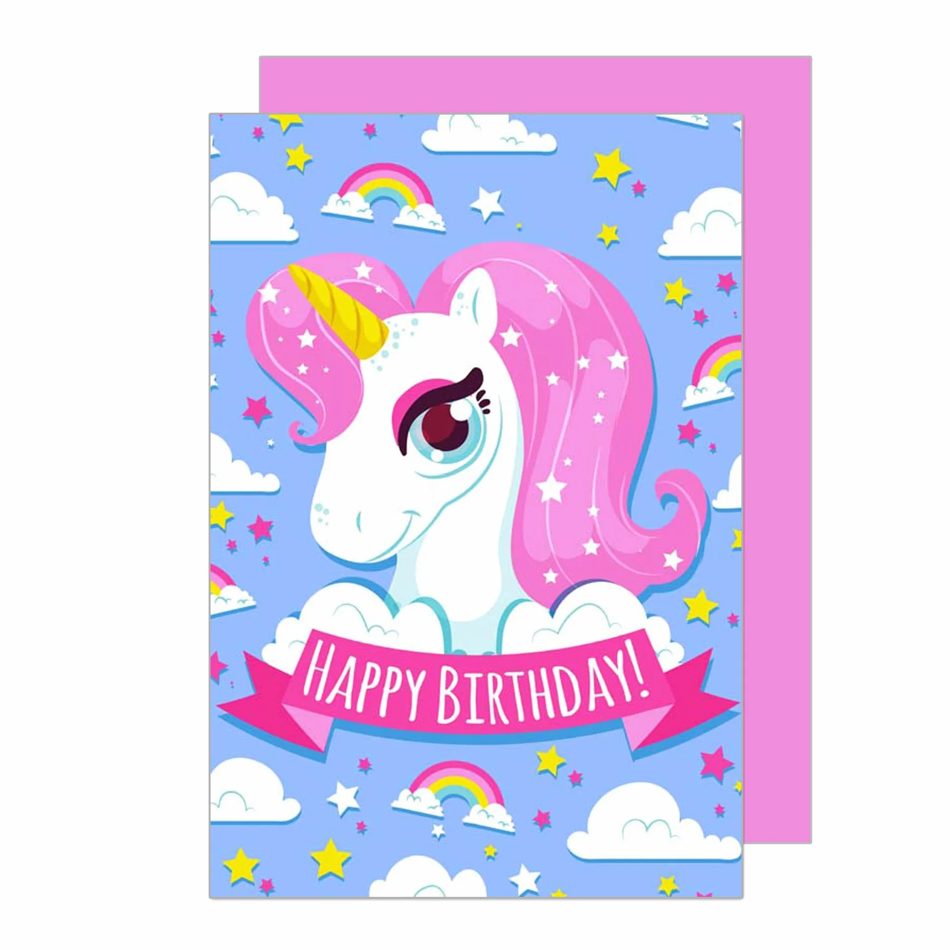 Edition Seidel kartka urodzinowa z kopertą tęczowy jednorożec Happy Birthday