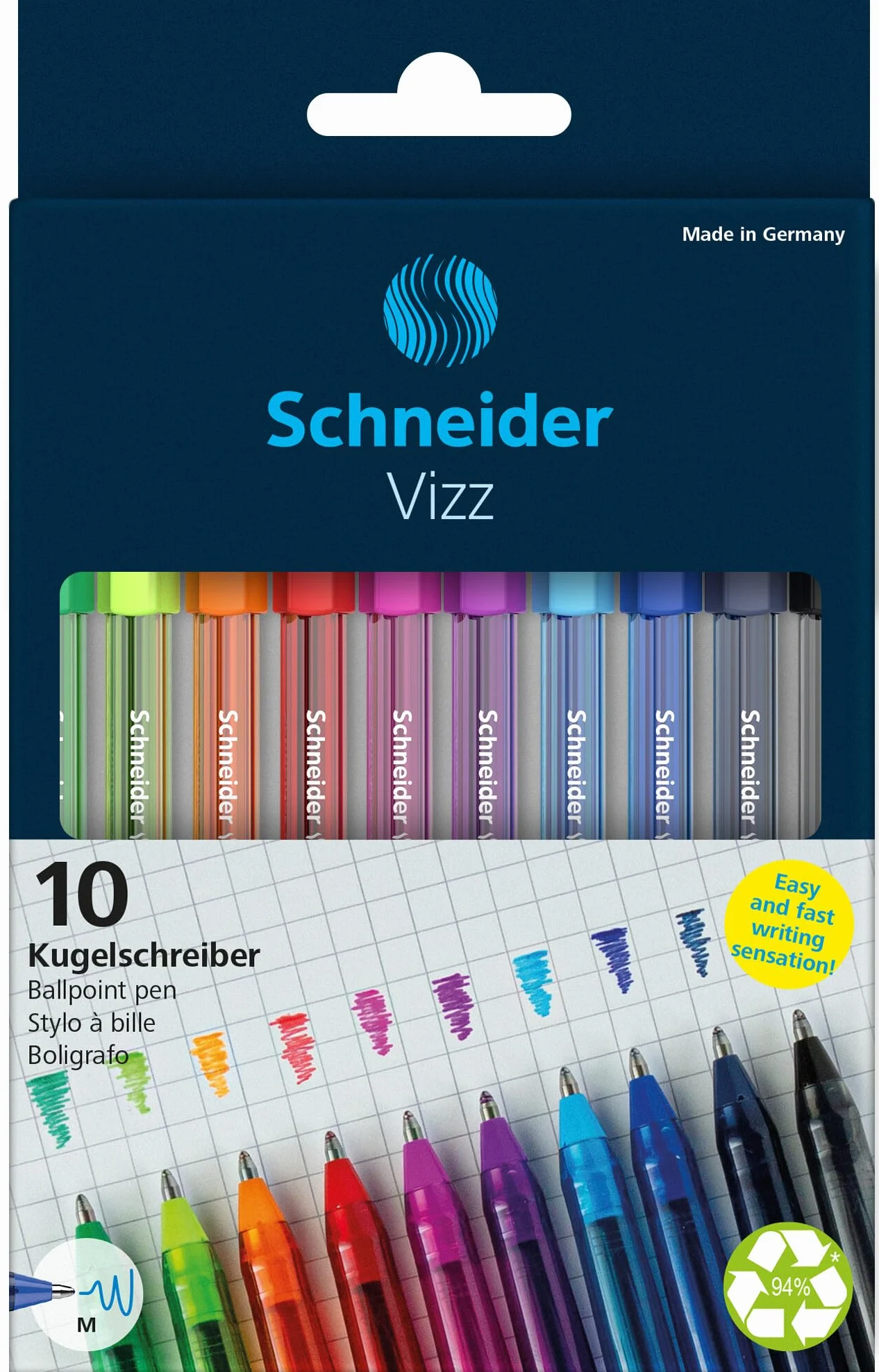 Schneider Vizz 102290 Długopisy, Wielokolorowy, 10 sztuk