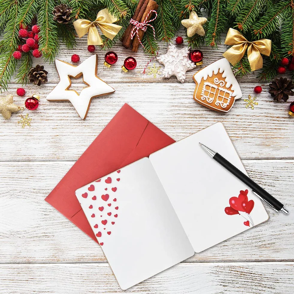 Vicloon Kartka z drewna Miłość, Ręcznie robiona kartka do zapisywania na bambusie w kształcie serca, zestaw kart z kopertą, kartka z drewna Miłość, kartki na Dziękczynienie, ślubne, rocznicowe (Pełne