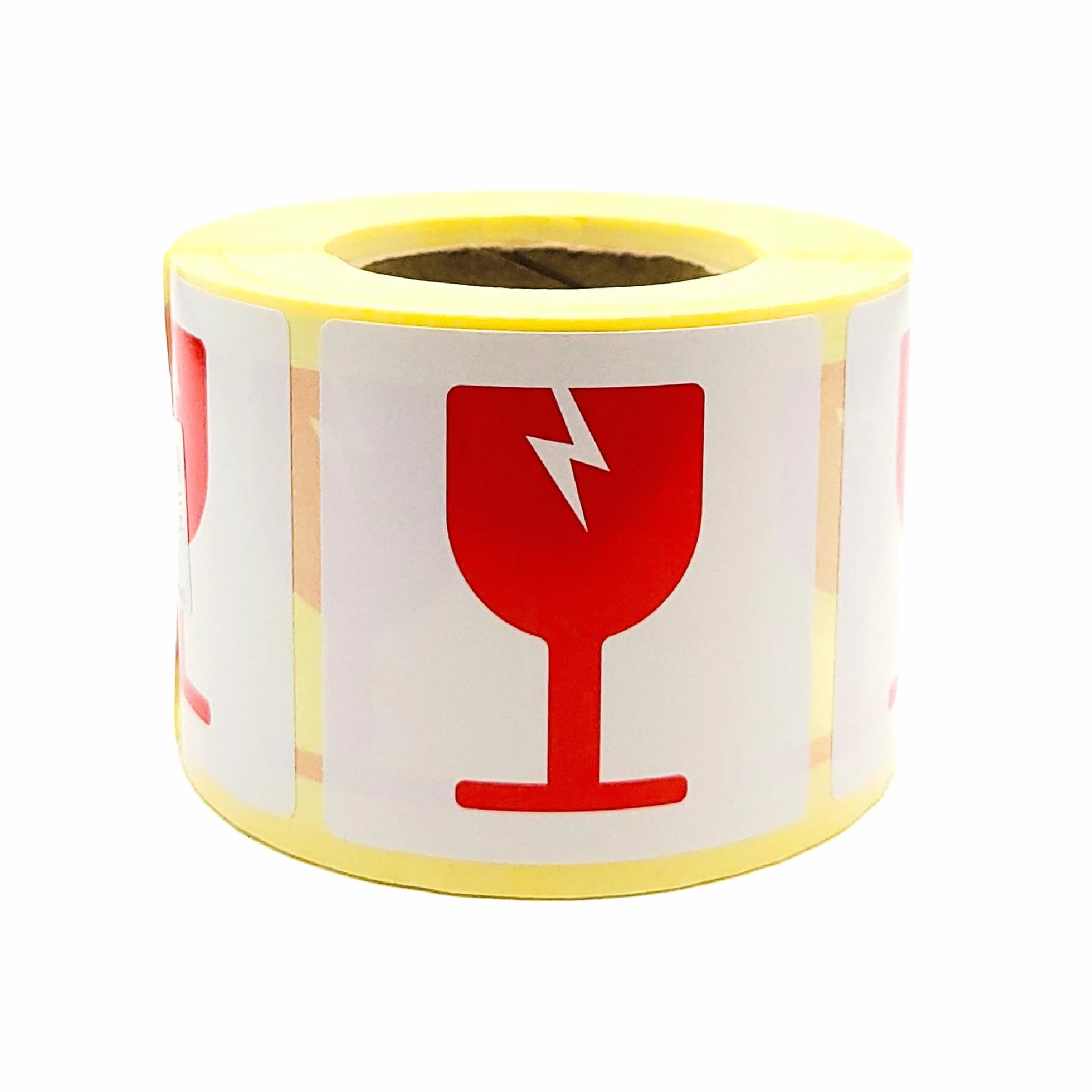MD Labels Etykiety ostrzegawcze UWAGA SZKŁO 50x50 mm 500 szt czerwony kieliszek FRAGILE