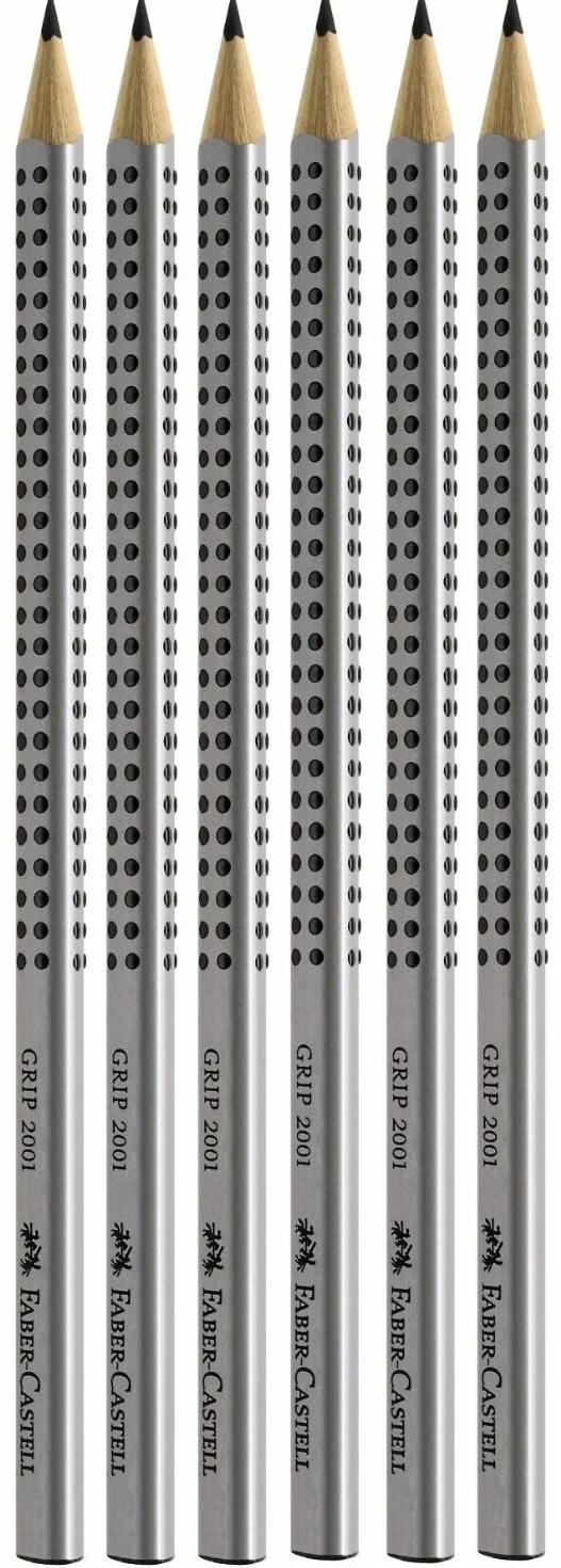 Faber-Castell Zestaw 6 ołówków Grip 2001 (srebrne 2B)