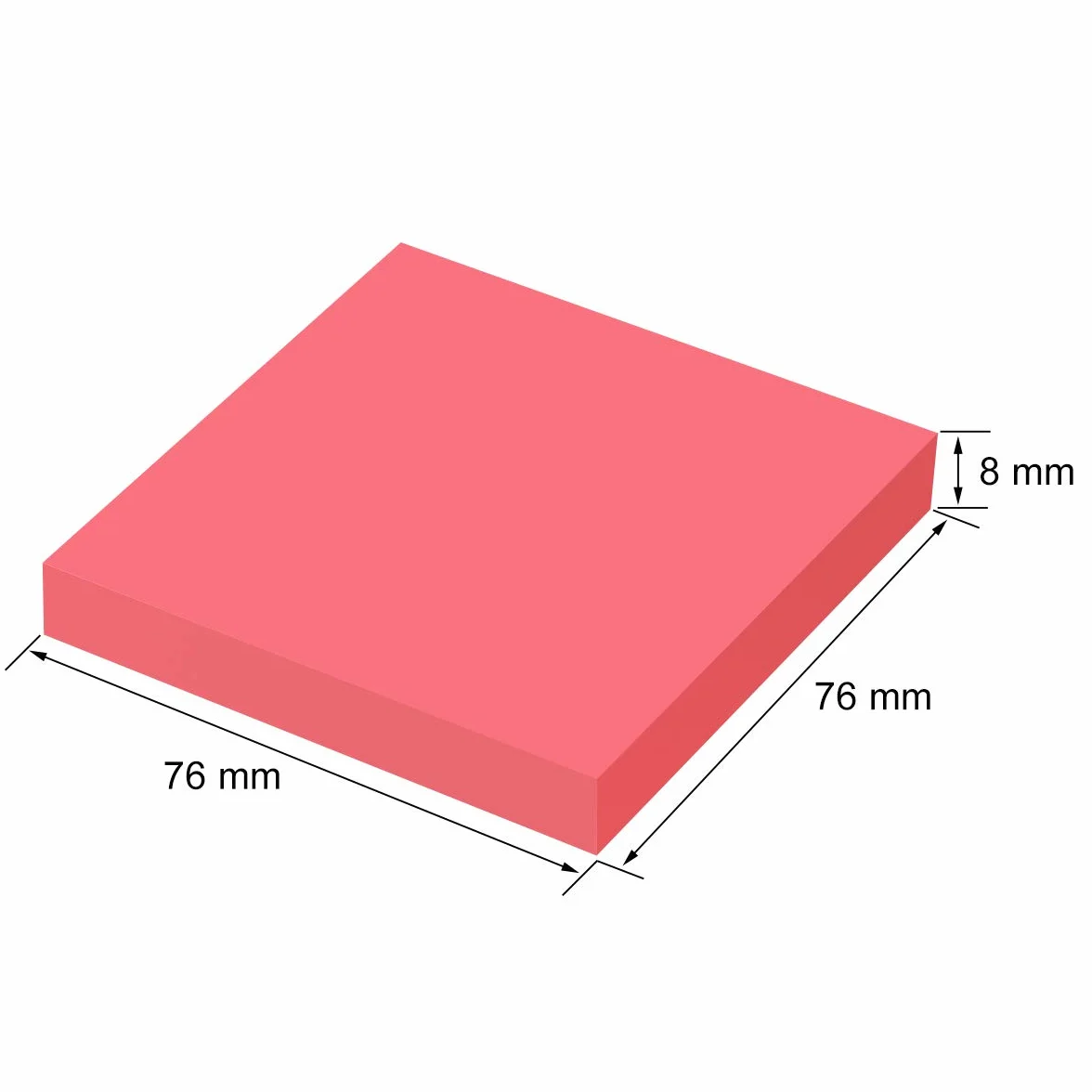 ZCZN karteczki samoprzylepne, 6 bloków, 80 arkuszy, 76 x 76 mm, kolor czerwony
