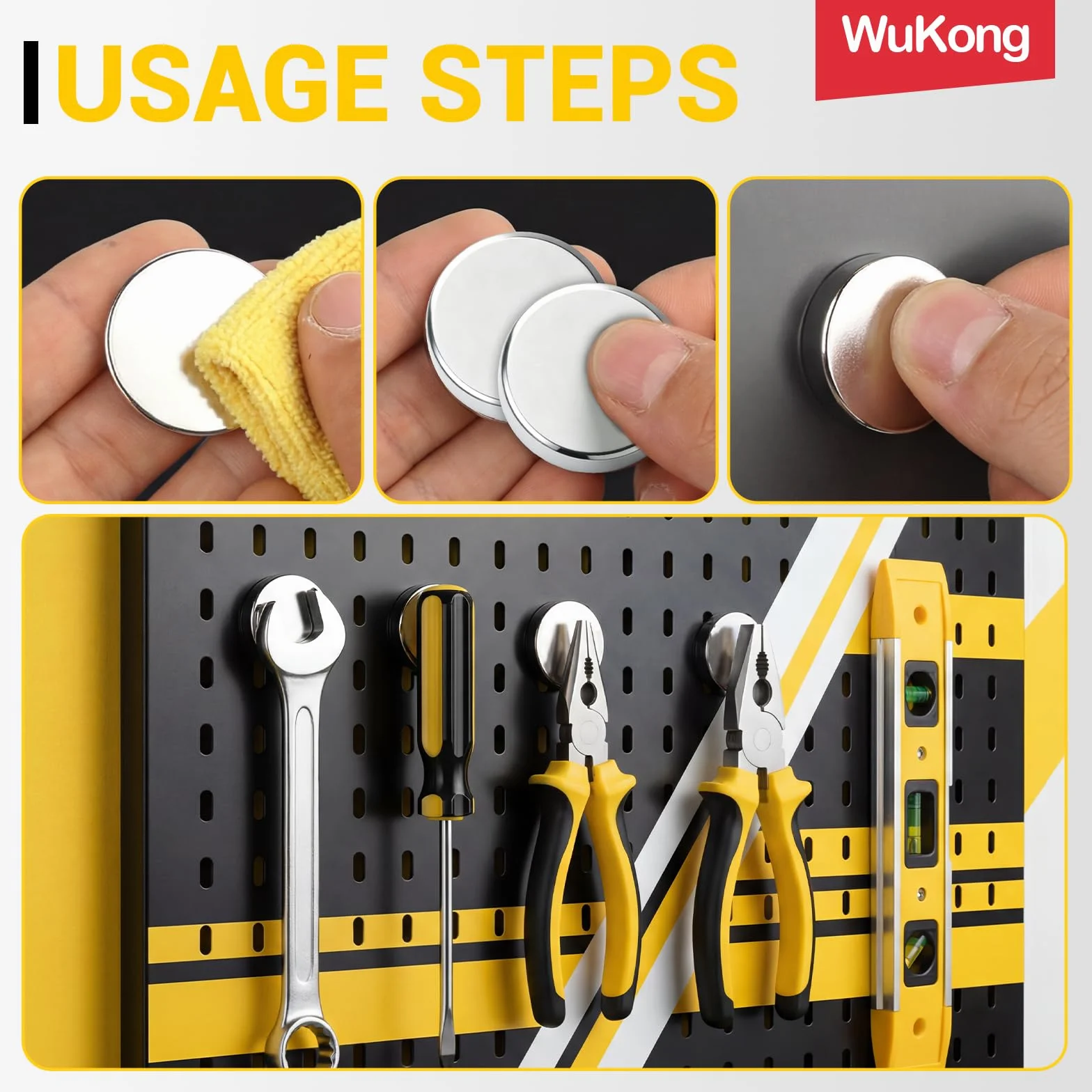 Wukong Magnesy neodymowe 10 x 2 mm, 20 sztuk, ekstra mocne mini magnesy, okrągłe, małe magnesy do tablicy korkowej, na lodówkę, do rzemiosła, biura, kuchni