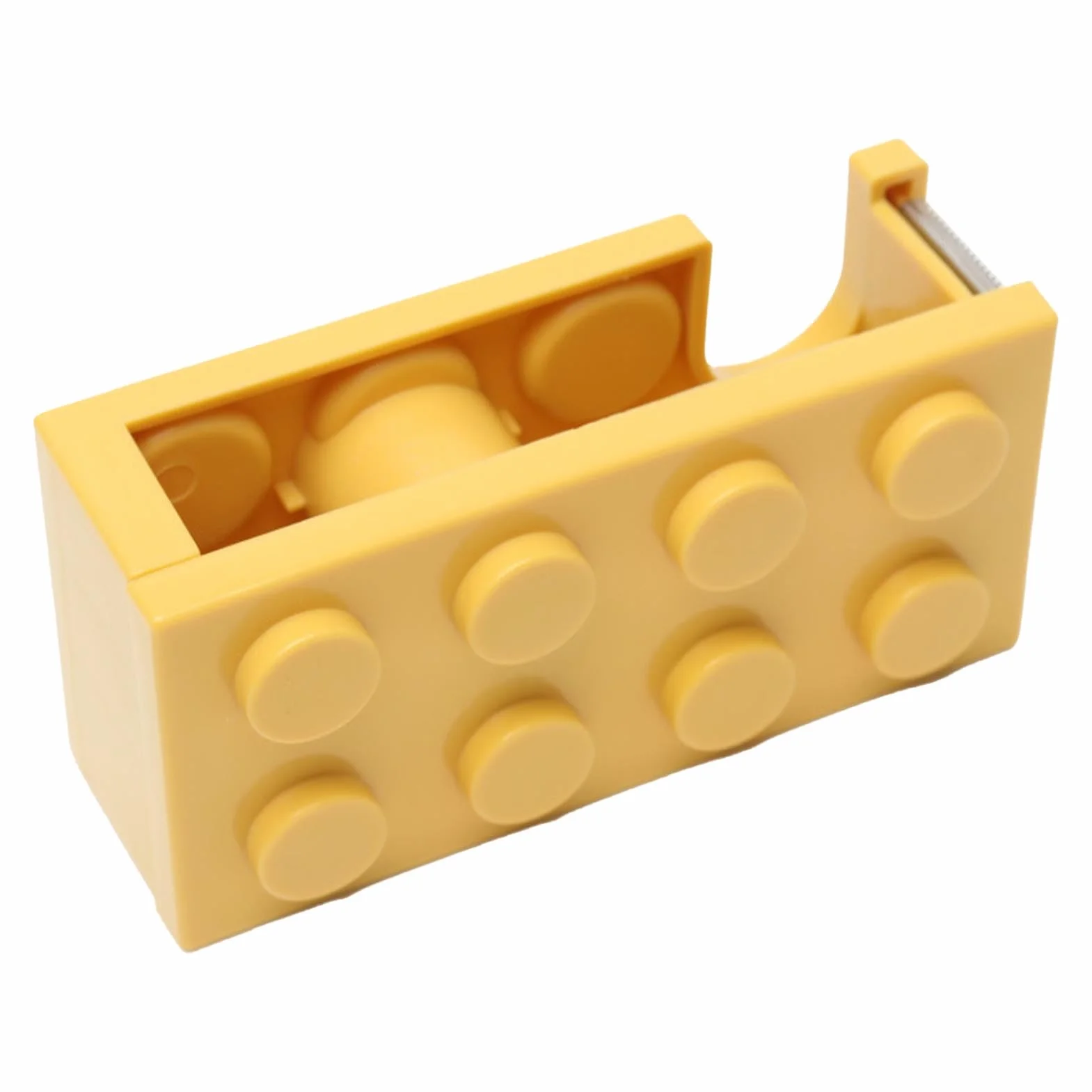 Generic Uchwyt na taśmę biurkową, Wygodny, łatwy do Cięcia, Stylowy Dozownik Taśmy na Biurko w Kształcie Klocków, Trwały do ​​szkoły (YELLOW)