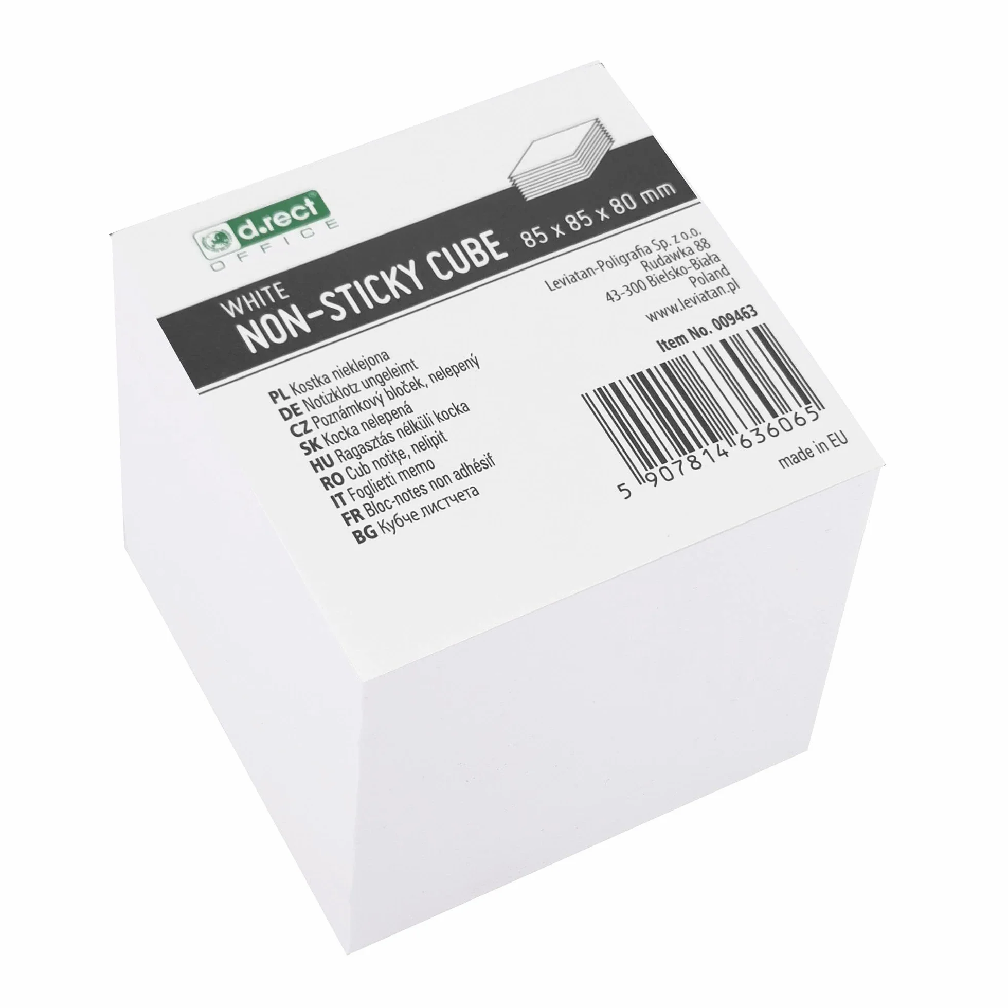 D.RECT Blok Karteczek Kwadratowych 85x85x80mm - Karteczki w Bloczku ok. 750 sztuk, Białe