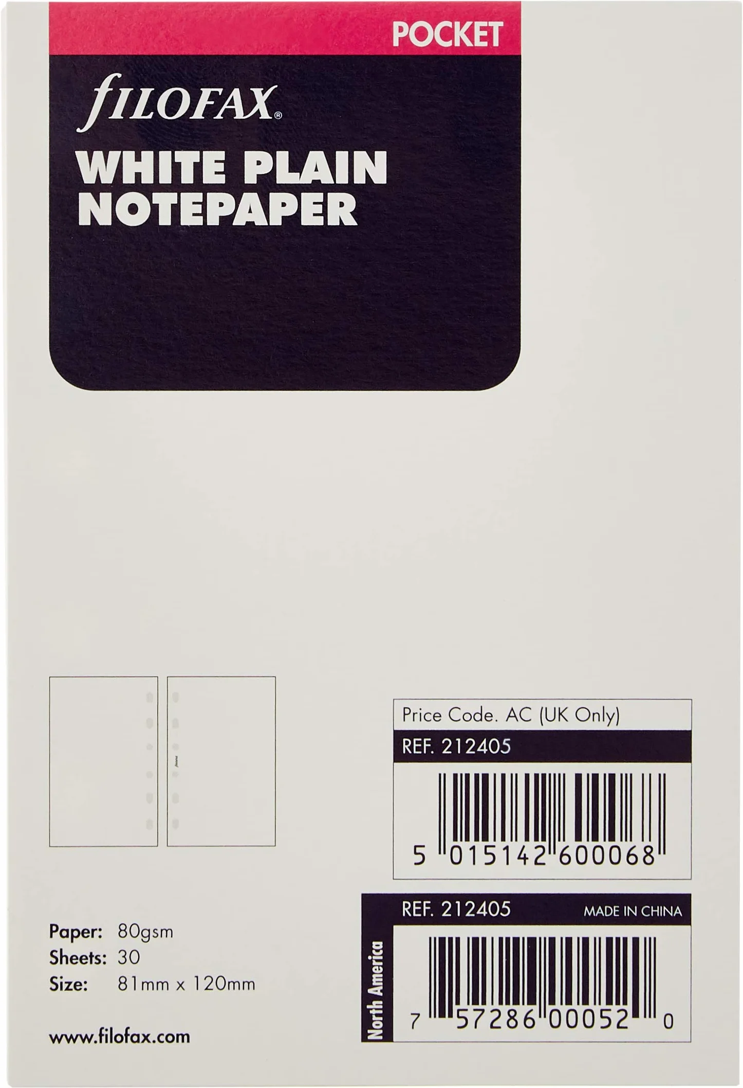 Filofax Notatnik Planer Biały Kieszonkowy 30 Liści 81 mm x 120 mm 2025