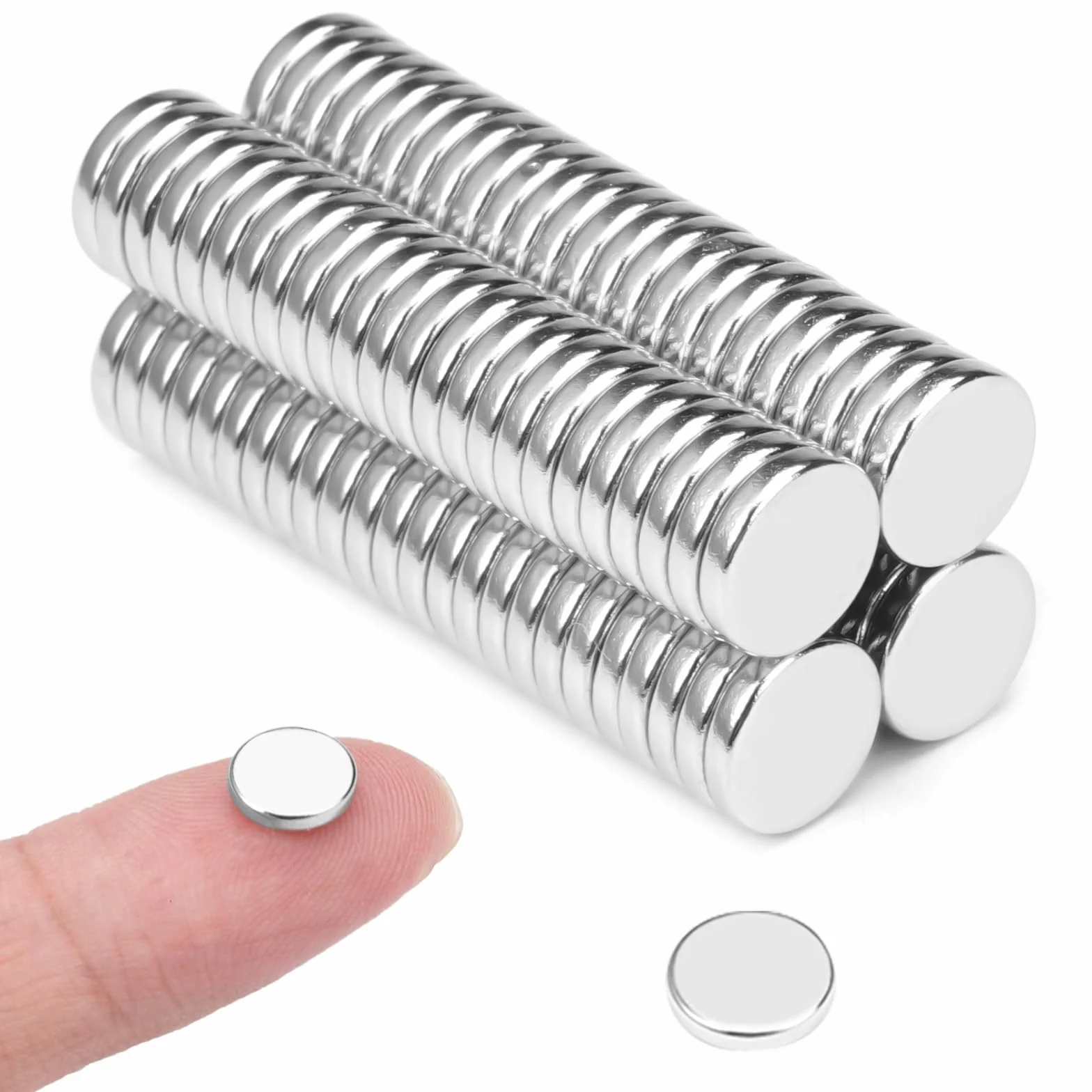 Zestaw 100 mini magnesów neodymowych, 8x2 mm, mocne, okrągłe, do tablic informacyjnych i lodówki