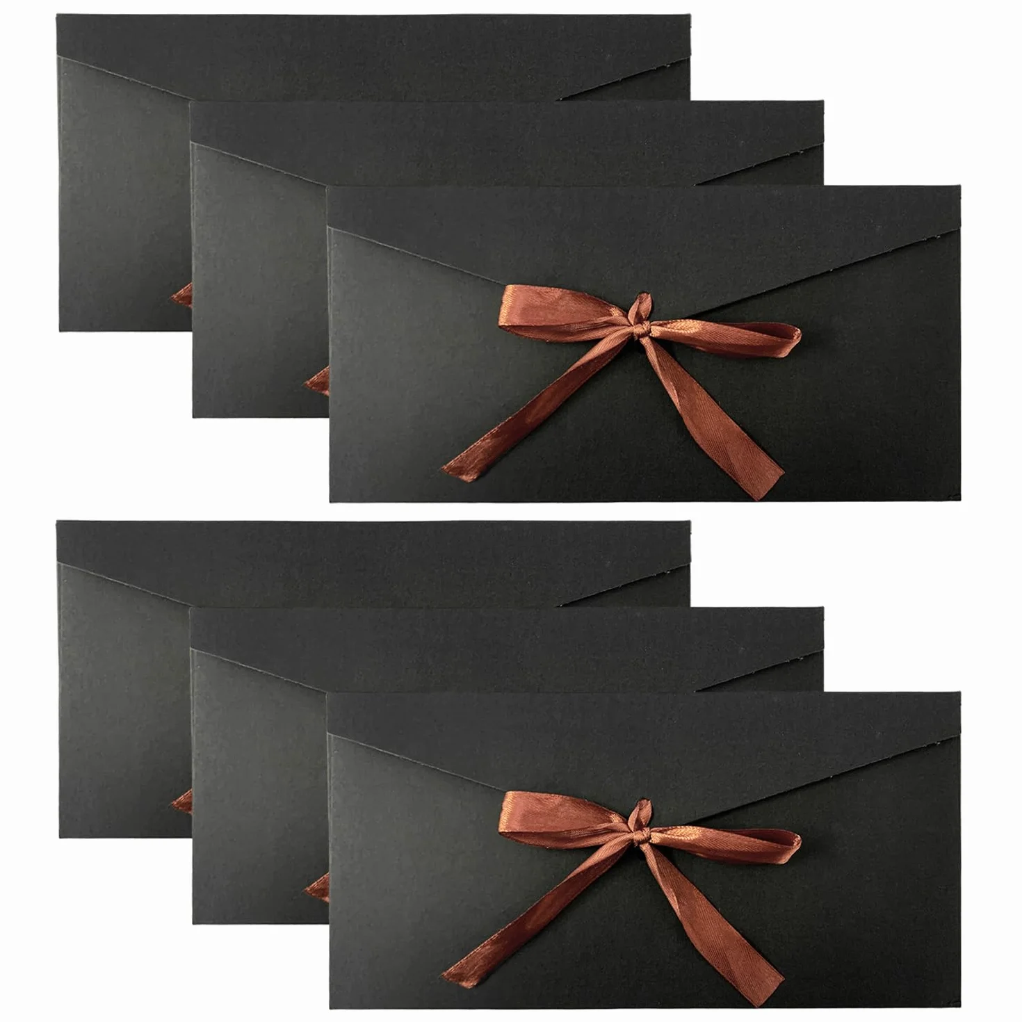 6 czarnych kopert z papieru typu kraft, koperty na karty podarunkowe, puste koperty w stylu retro, odpowiednie na święta, zaproszenia (22 x 11 cm)