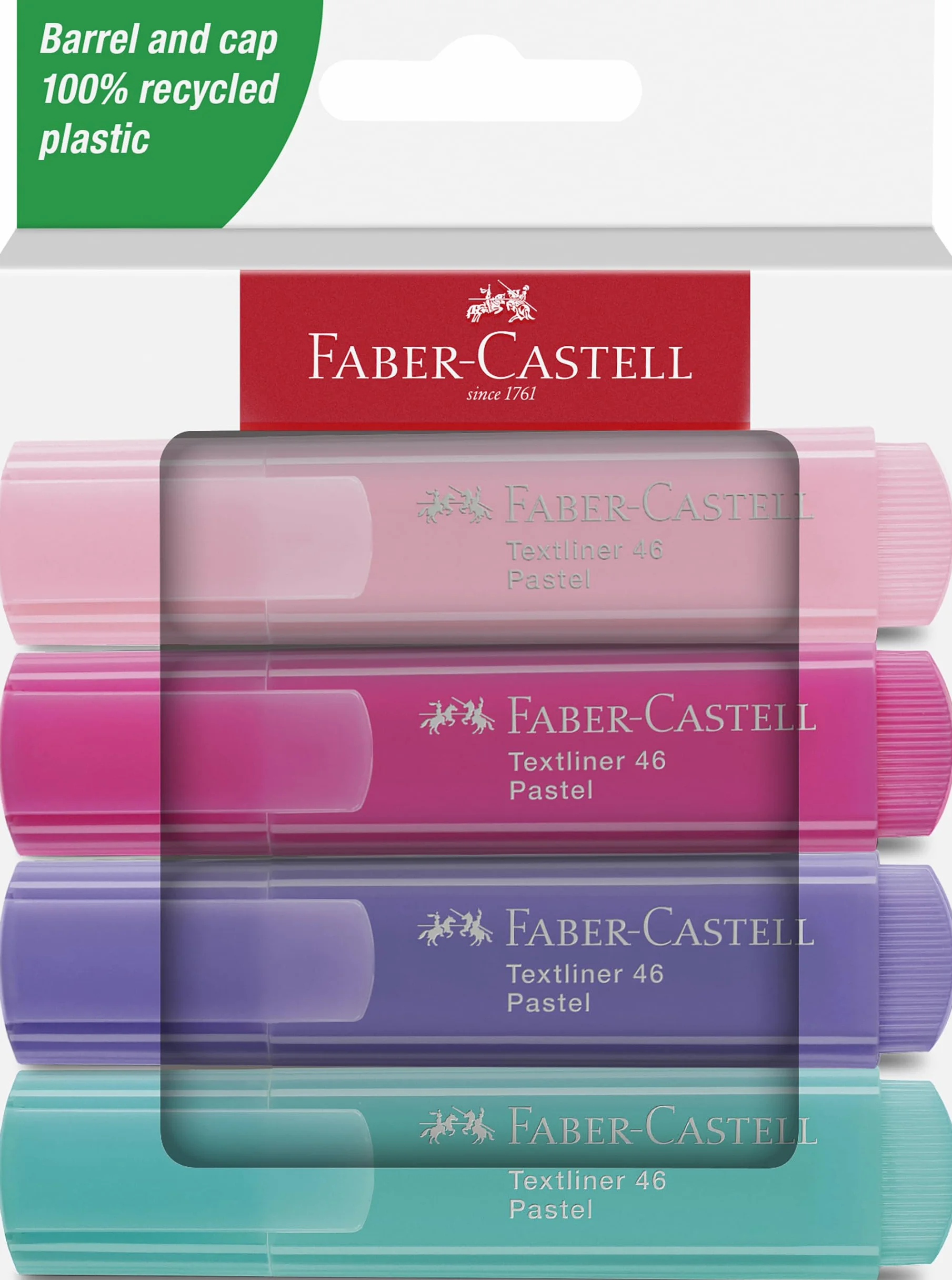 Faber-Castell 254654 - Zestaw 4 zakreślaczy Textliner 1546 - odcienie pastelowe