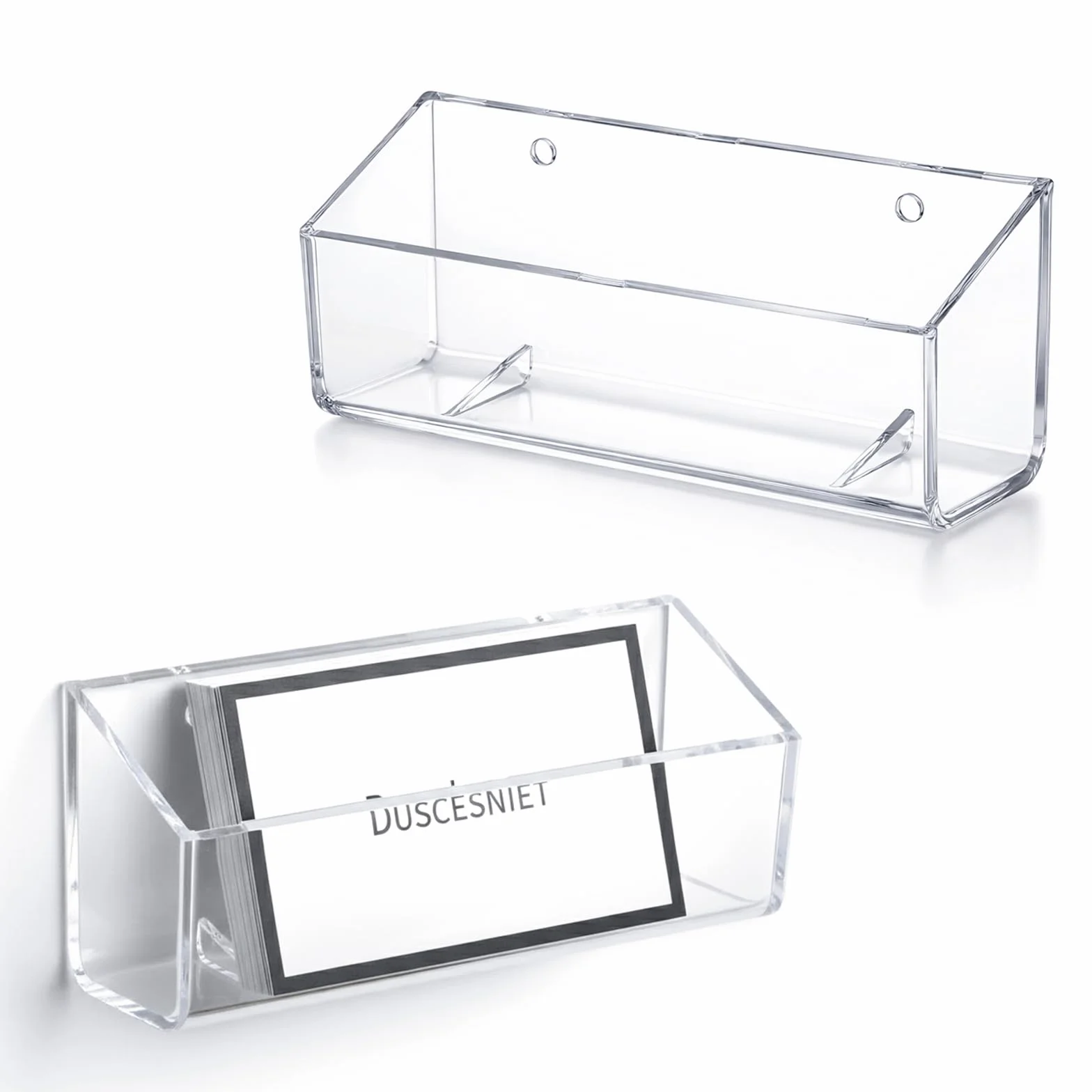 2 szt. etui na wizytówki, przezroczysty organizer na wizytówki, pionowy stojak na karty, wyświetlacz do przechowywania wielu naklejek, pasuje do 40-60 wizytówek