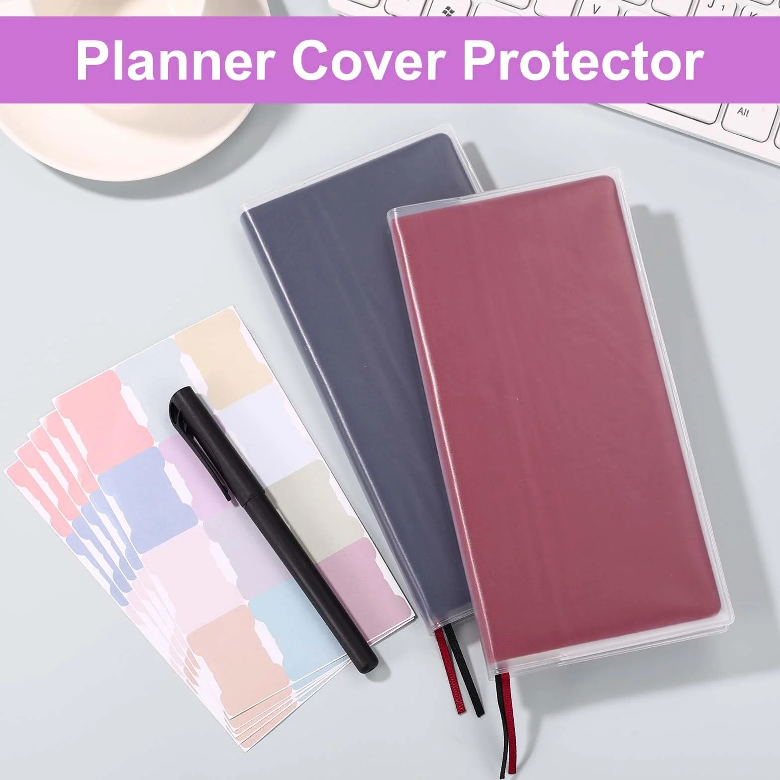 2szt Przezroczysta Okładka dla Hobonichi Weeks, 20,8x19,8cm PVC Ochrona Planera z Samoprzylepnymi Zakładkami Wodoodporna Kurzoodporna Ochronna Koszulka na Notes dla Hobonichi Techo Akcesoriów