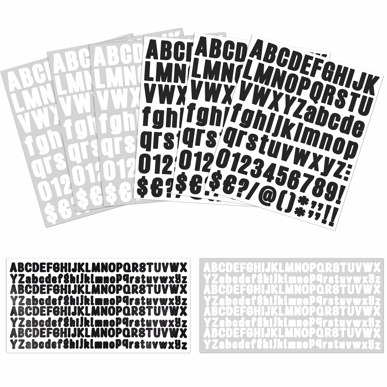 Vicloon Zestaw naklejek z literami – 8 arkuszy na listy numery, samoprzylepny winyl na tabliczki, drzwi, samochody, numer adresowy (czarny i biały, 3,5 cm i 0,5")