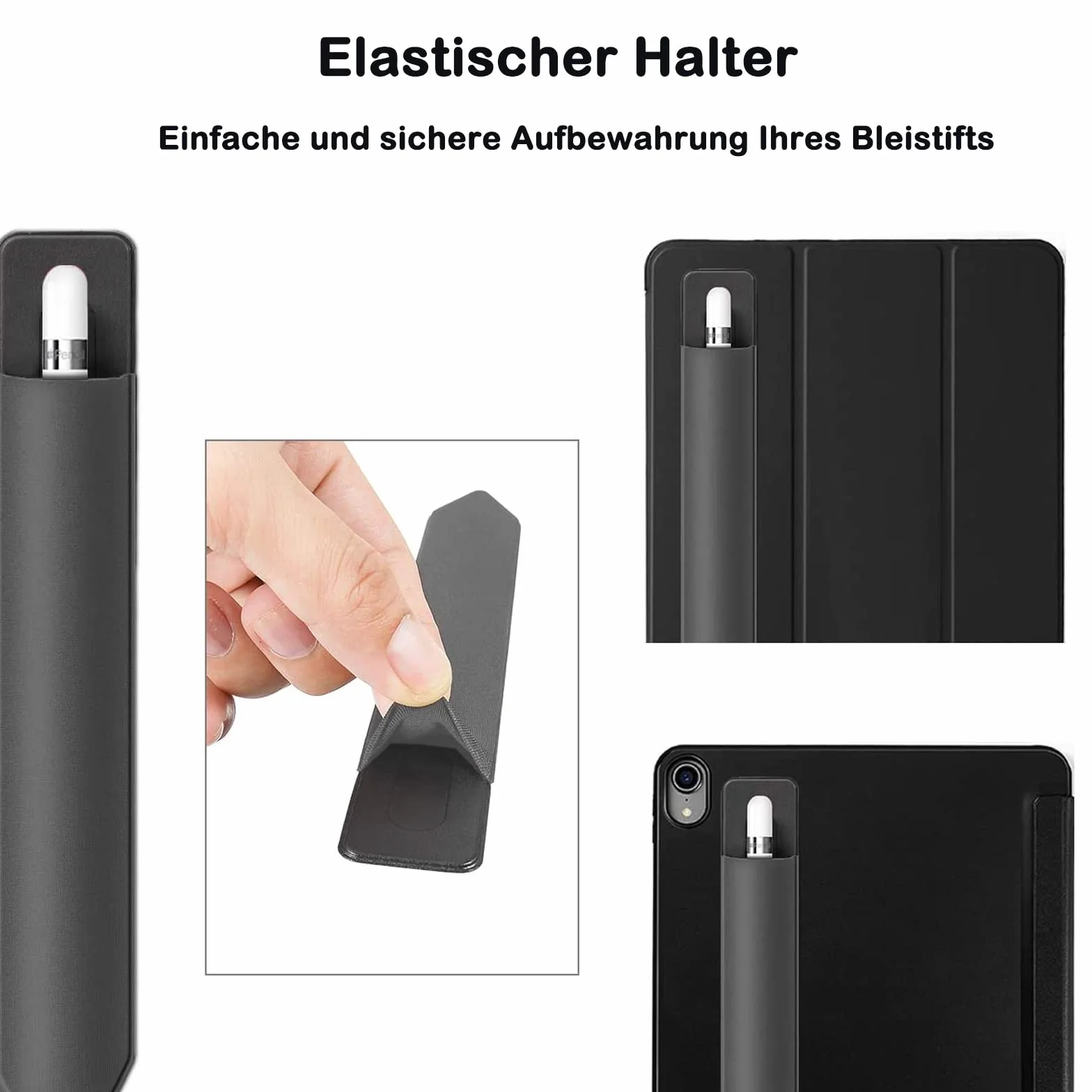 VIEVRE Uchwyt na ołówki do Apple (1. i 2. generacji), uchwyt na ołówki z Apple, etui na długopisy iPada, elastyczny uchwyt na długopisy, elastyczny uchwyt na długopisy, szary