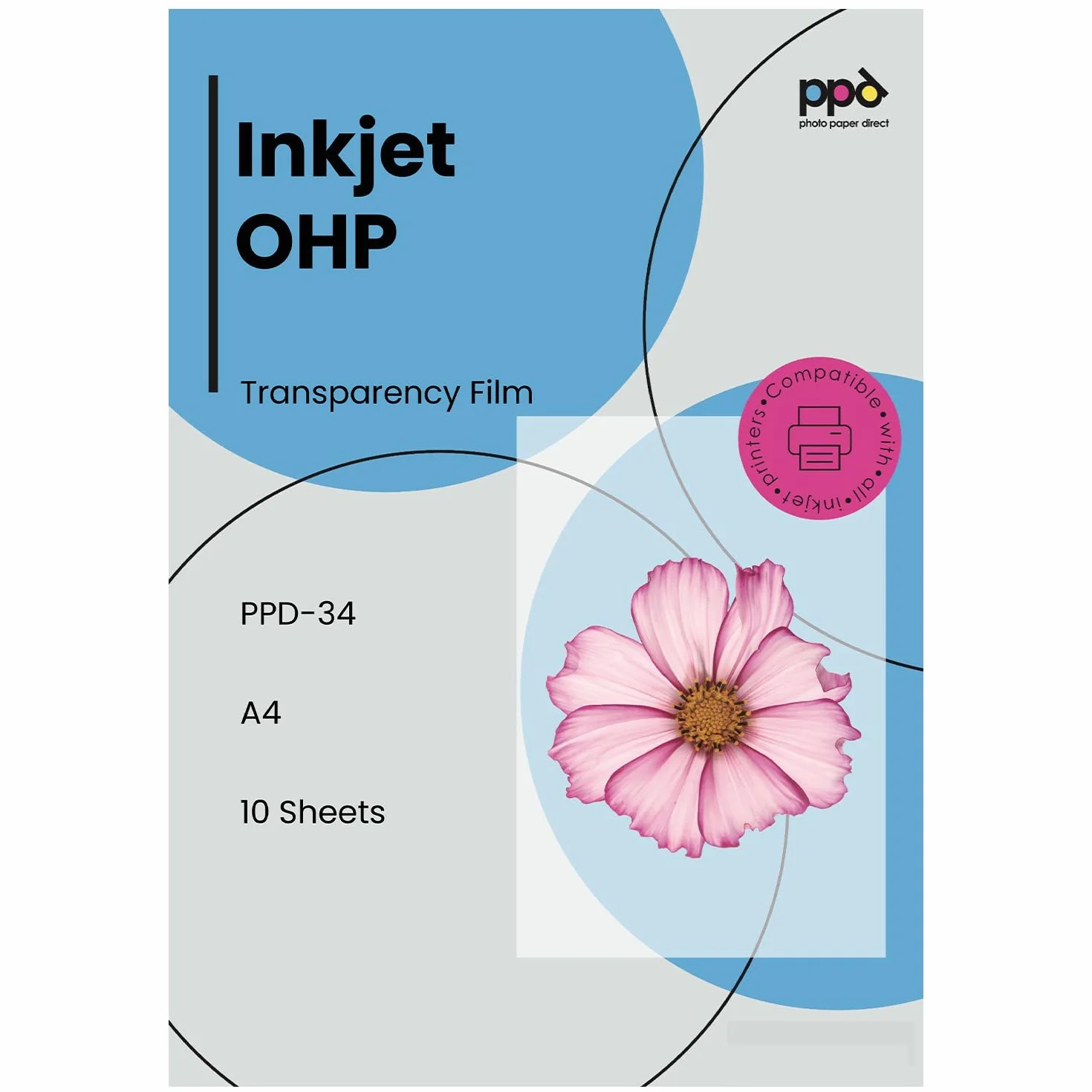PPD A4 10 Przezroczystych Folii OHP do Drukarek Atramentowych - PPD-34-10
