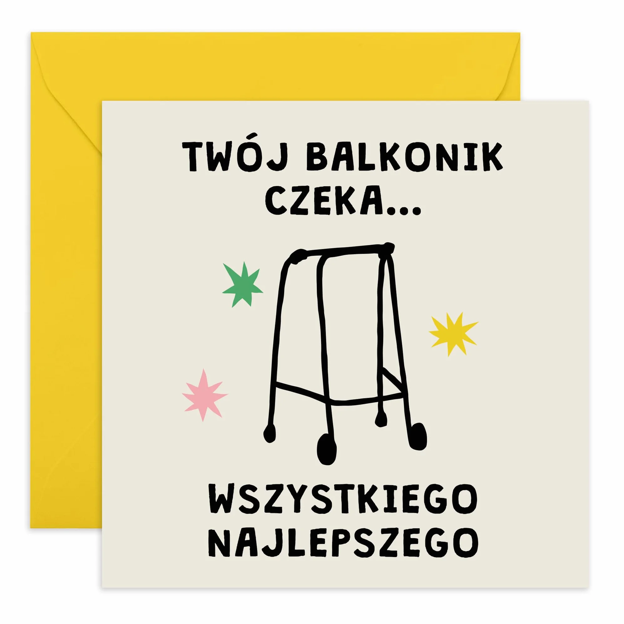 Kartka „Twój rydwan czeka” – śmieszna kartka urodzinowa dla mamy, taty, dziadka, babci, brata, siostry – dla 50-latka, 60-latka, 70-latka, 80-latka – dowcip o wieku