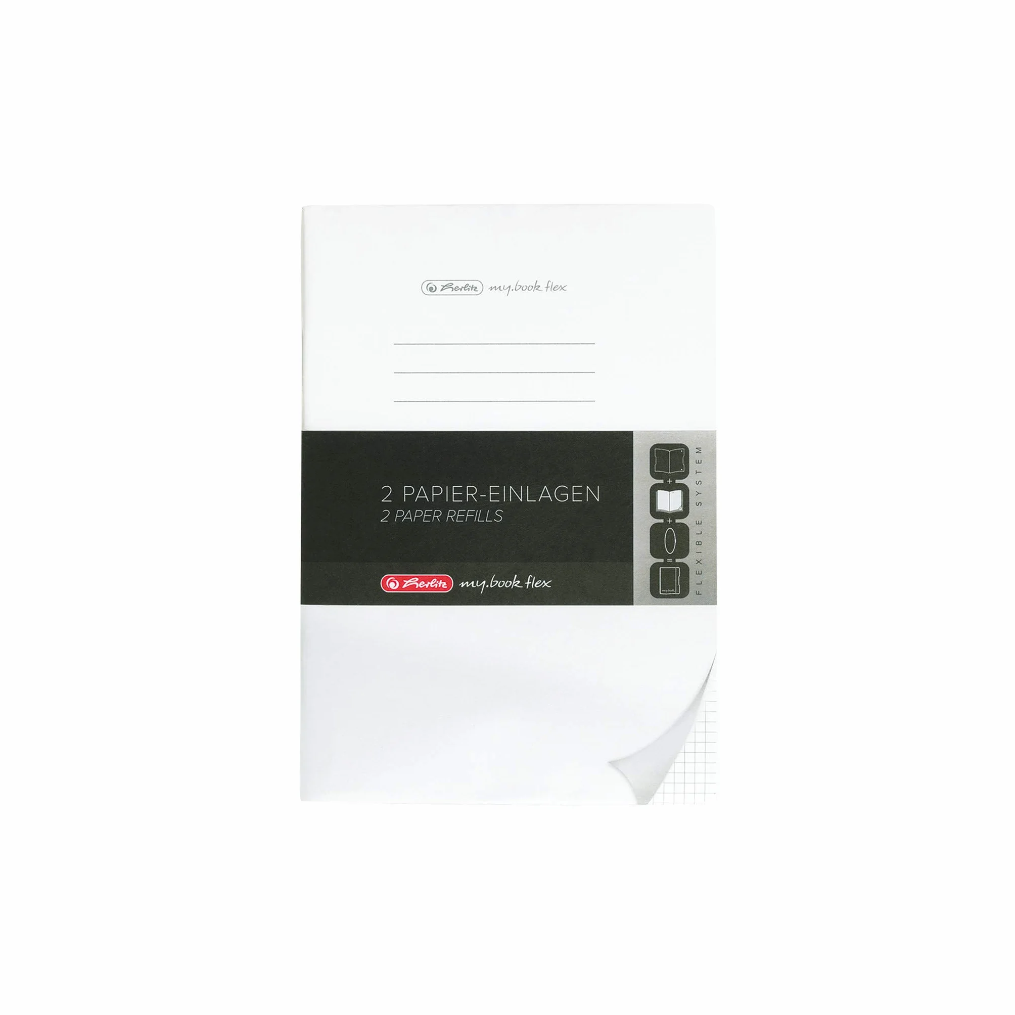 Herlitz 50034086 wkład do notatnika flex, A4, 2 x 40 arkuszy w kratkę, 1 sztuka