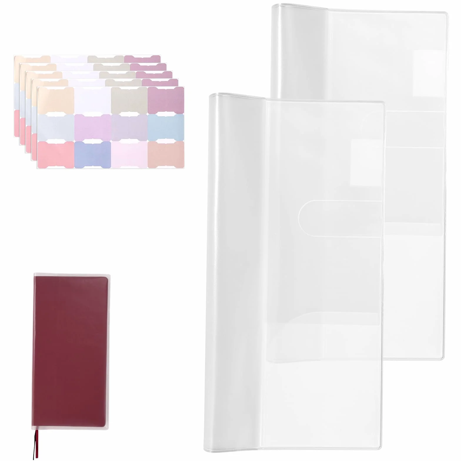 2szt Przezroczysta Okładka dla Hobonichi Weeks, 20,8x19,8cm PVC Ochrona Planera z Samoprzylepnymi Zakładkami Wodoodporna Kurzoodporna Ochronna Koszulka na Notes dla Hobonichi Techo Akcesoriów