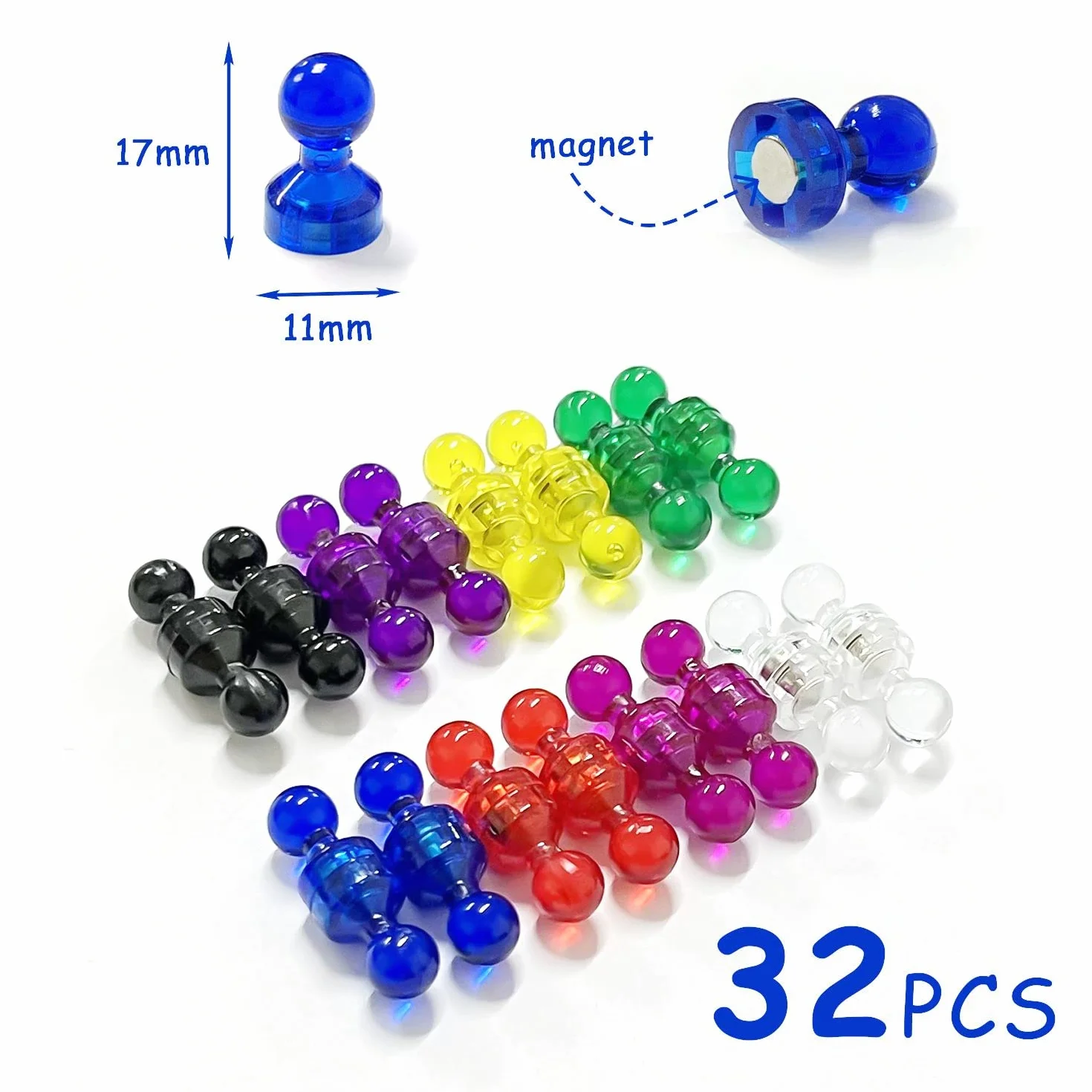 Magnes na tablicę suchościeralną, 8 kolorów 11 x 17 mm plastikowy magnes, magnes stożkowy, magnes na lodówkę do tablicy, tablicy ogłoszeń, lodówki, mapy