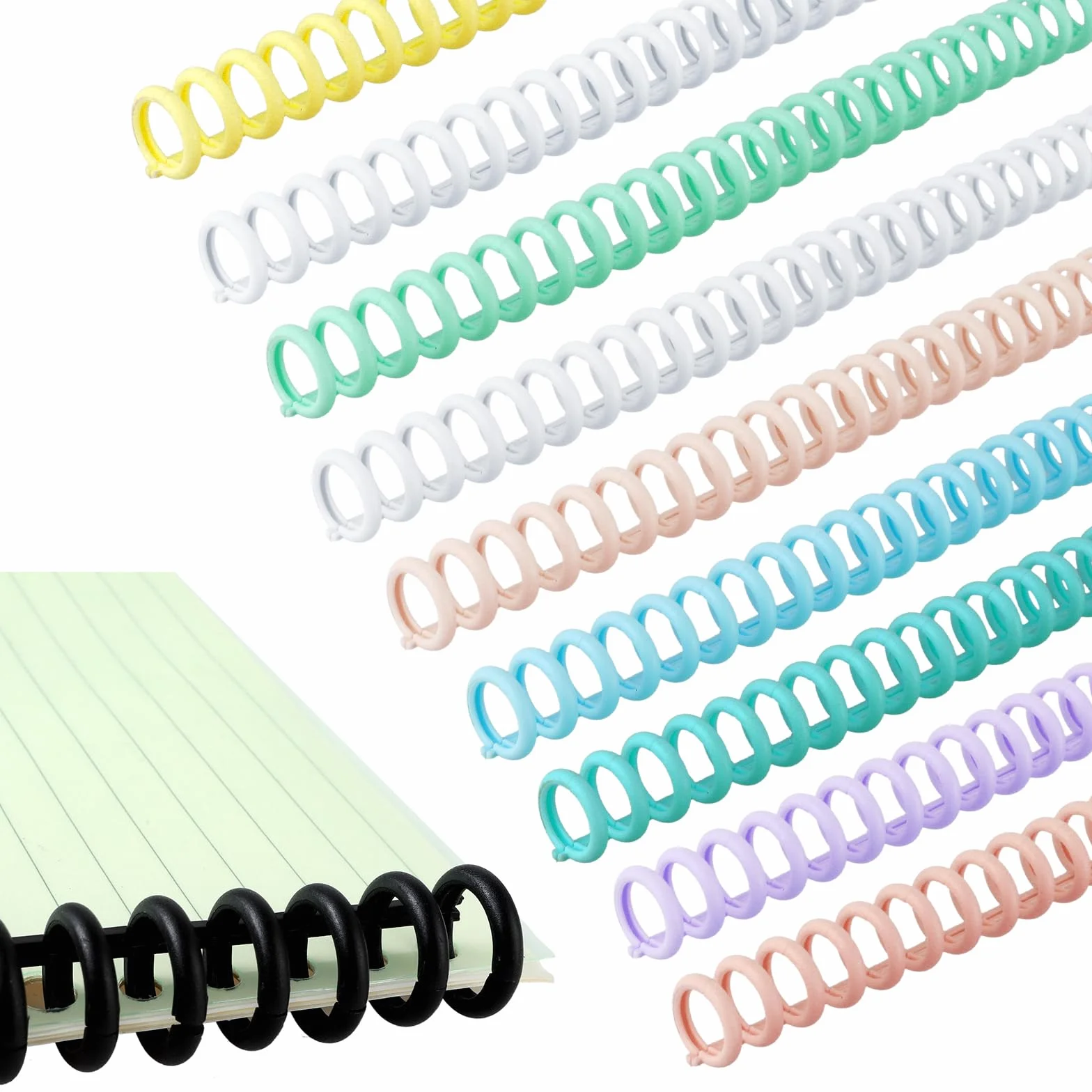 10 szt. grzebieni do bindowania, 30 pierścieni, grzbiety grzebieniowe, maszyna do bindowania spiralnego, plastikowa spiralna oprawa książek dla nauczycieli i studentów, do tworzenia dokumentów
