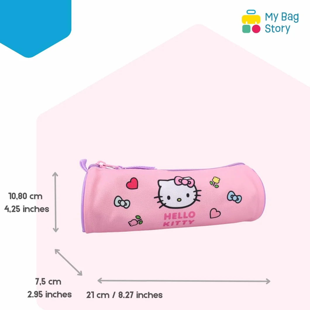 mybagstory Hello Kitty piórnik - piórnik z 1 przegródkami - dla dzieci - szkoła - przedszkole - dziewczynka - rozmiar 21 cm, pomysł na prezent, różowy