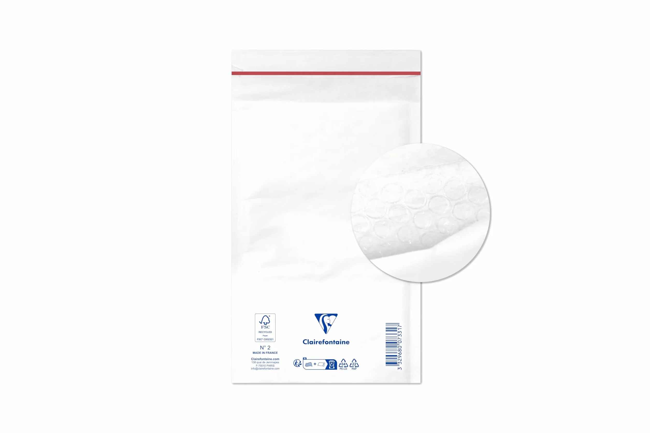 Clairefontaine 7331C – Zestaw 10 białych kopert bąbelkowych 120x210mm – 90g/m²