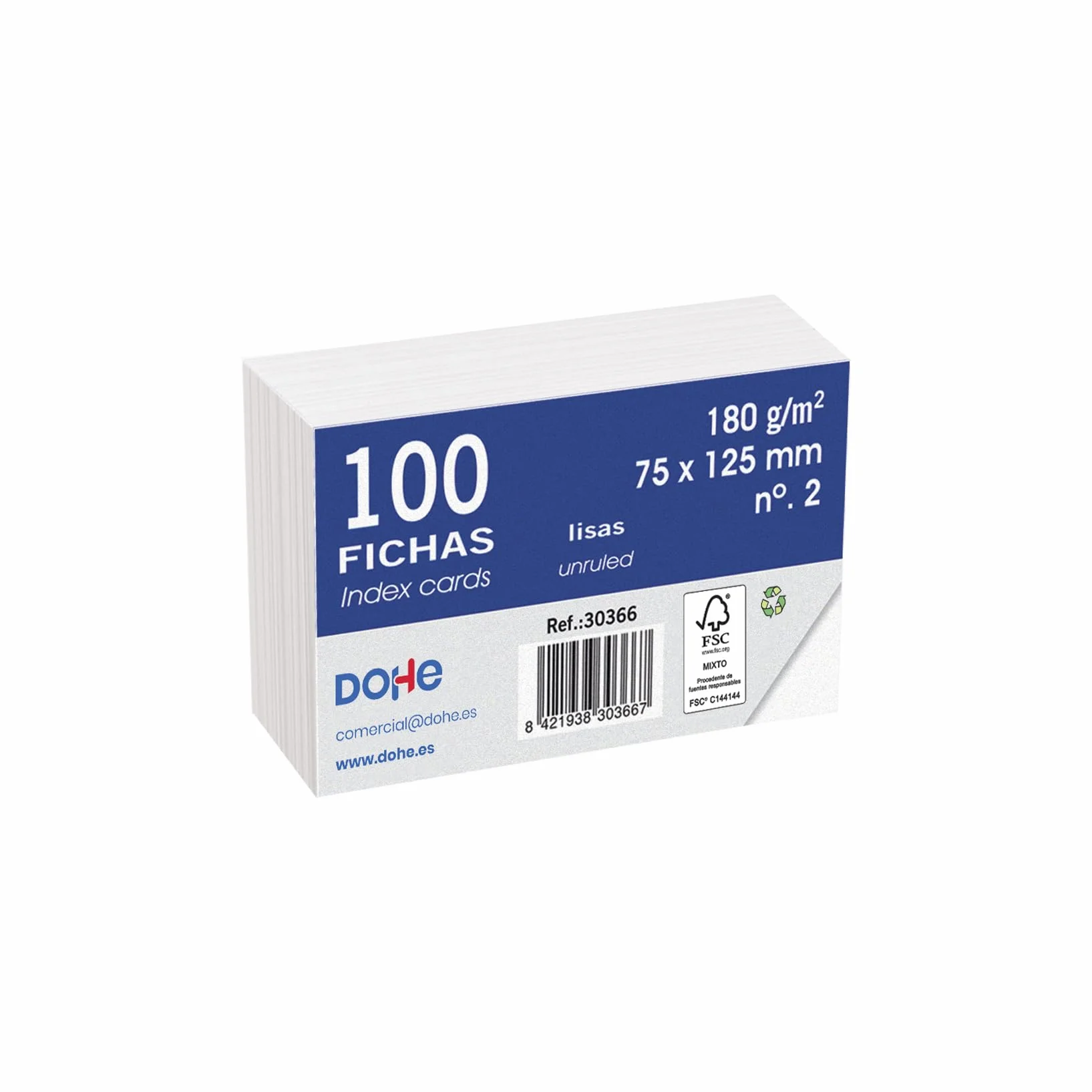 Dohe Karty białe gładkie 180g 75x125mm 100 arkuszy FSC Mix