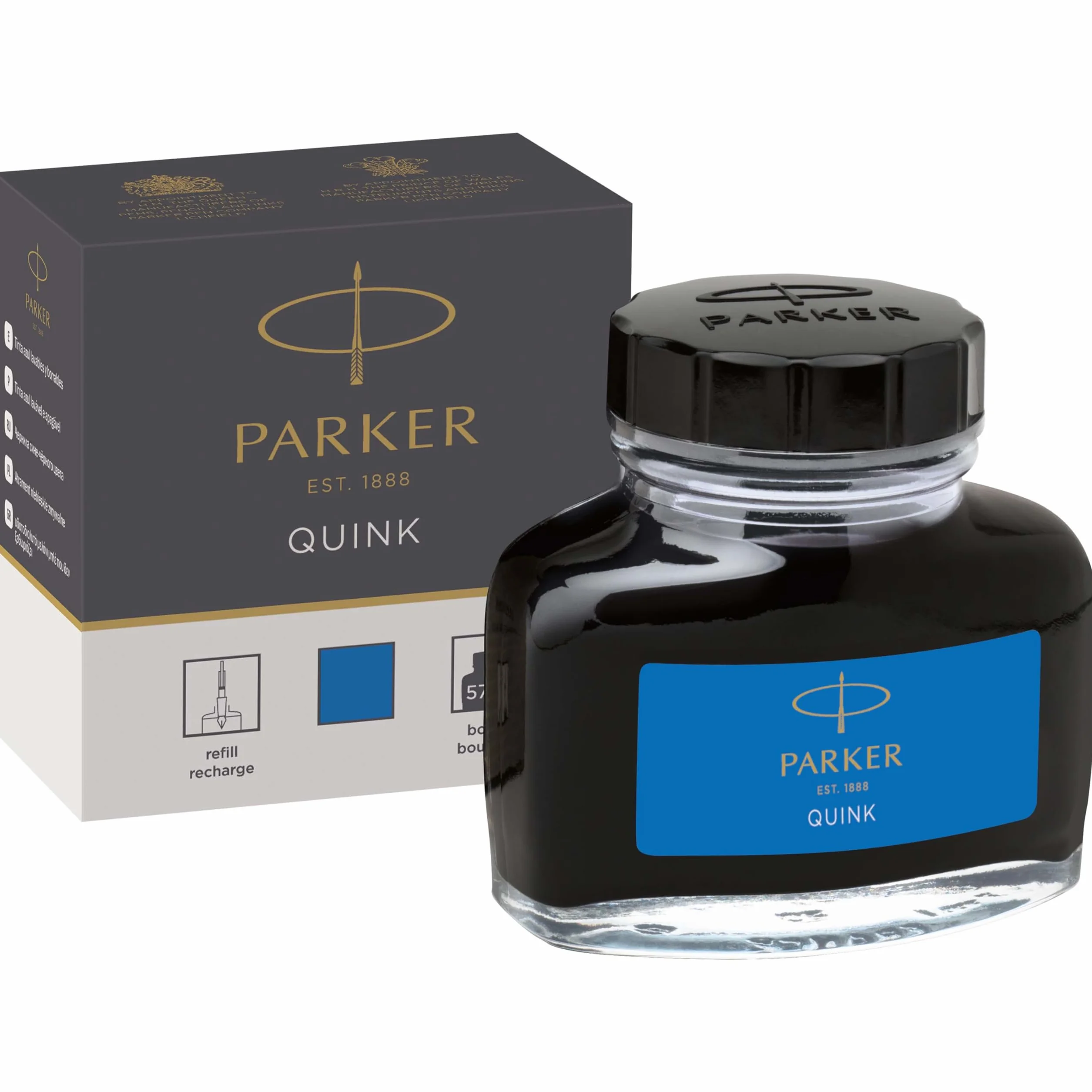 Parker Quink 1950377 Kałamarz, Niebieski, 57 ml