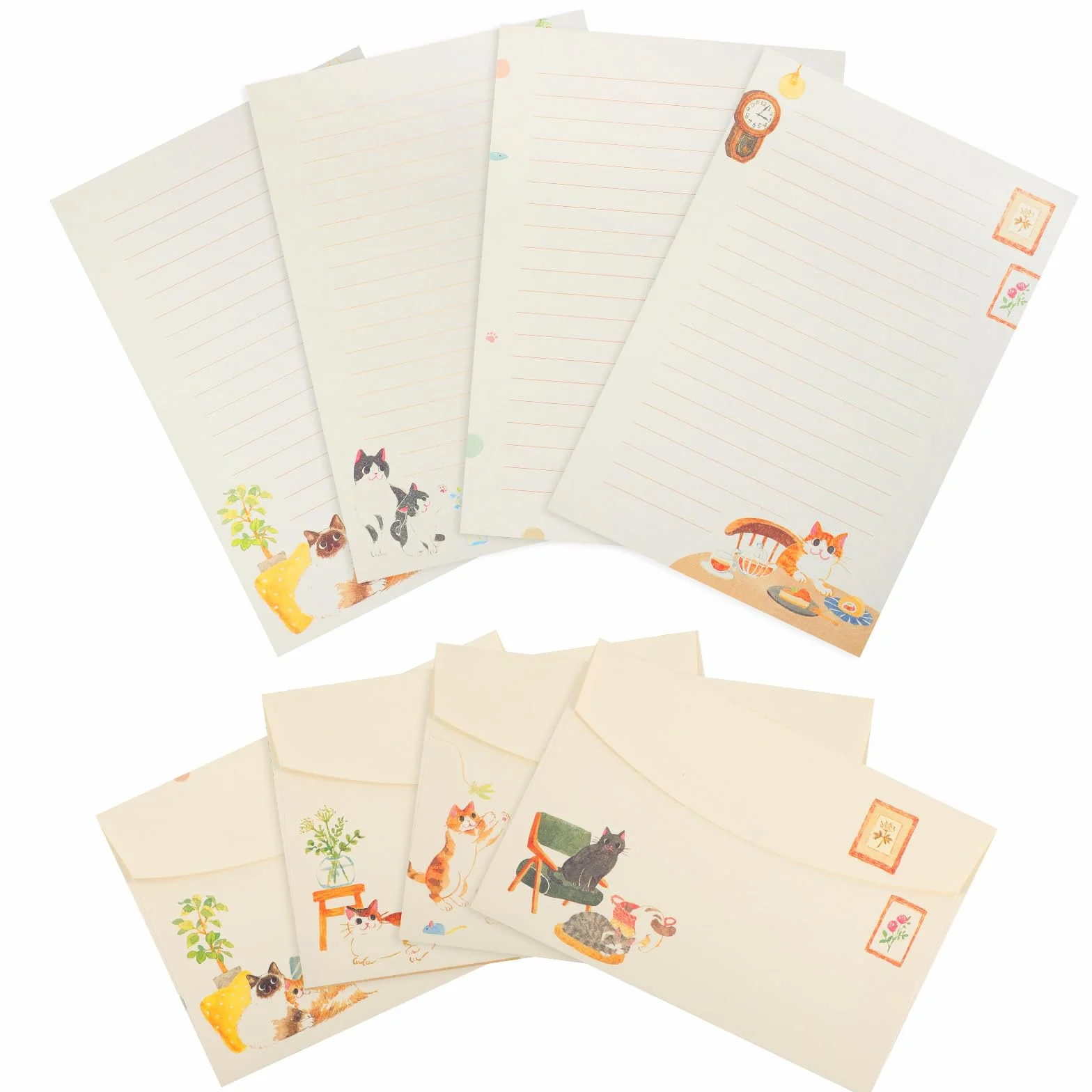 36 szt. papieru papierniczego i kopert dla kotów, ciepły uroczy kot, urocze papiery listowe na zaproszenia, dekoracje prezentowe przyjęcie świąteczne (24 papier pa w linie z 12 kopertami)