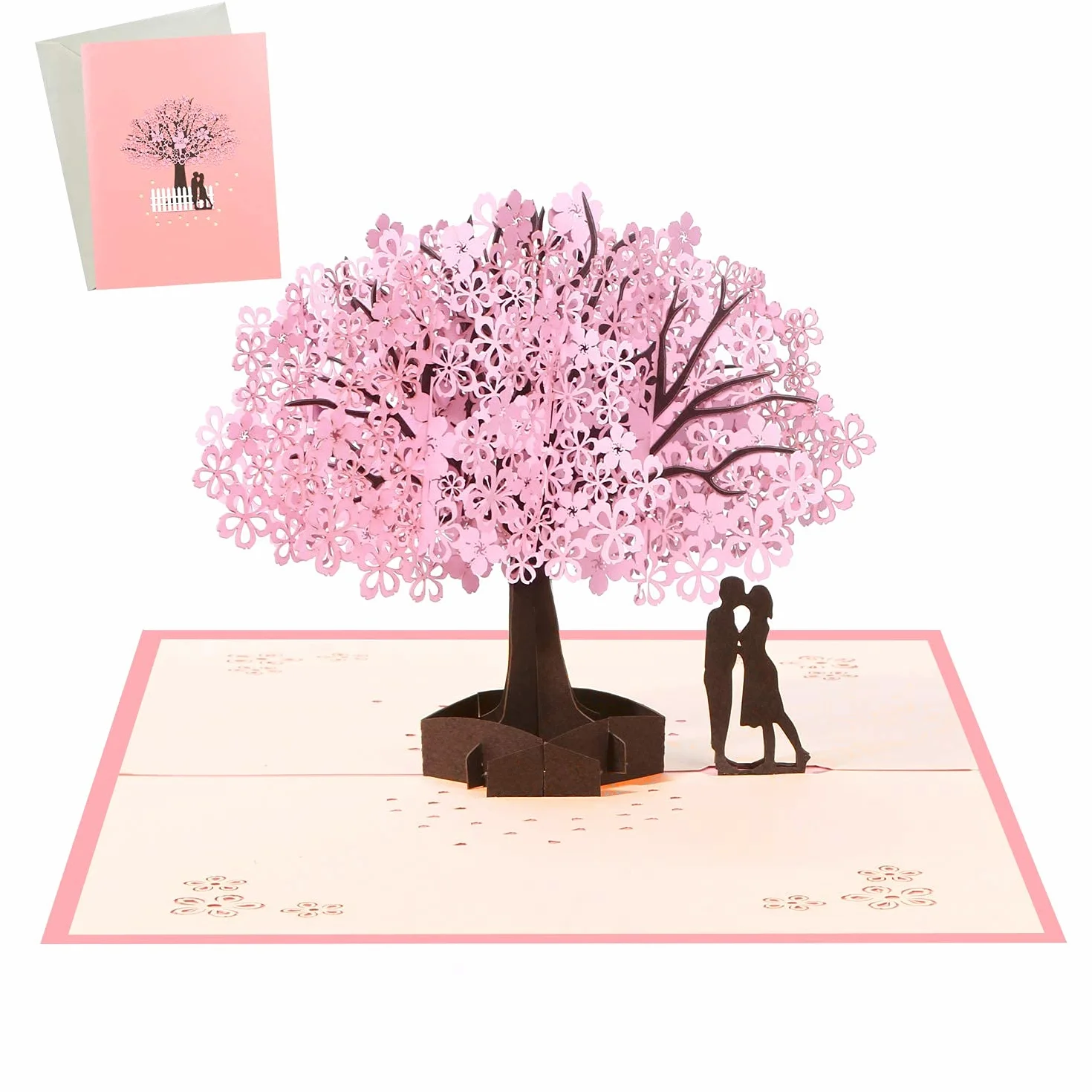 Vicloon Kartka 3D Sakura z kopertą na ślub, urodziny, Boże Narodzenie