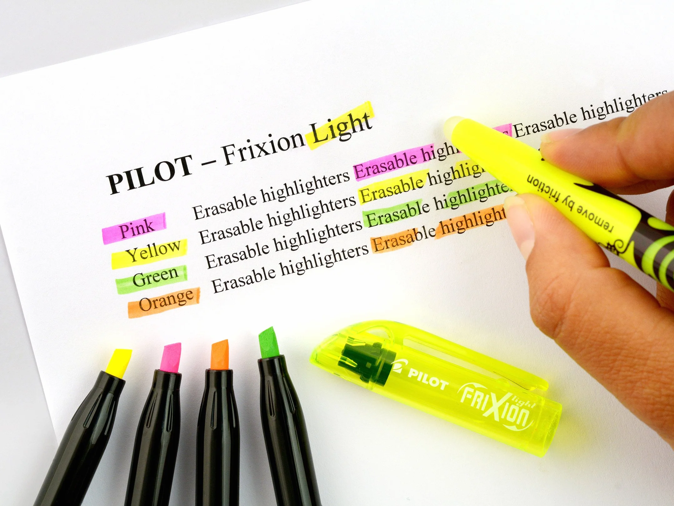 Pilot Frixion Light FLW538646 Zakreślacz, Żółty, 3 Sztuki