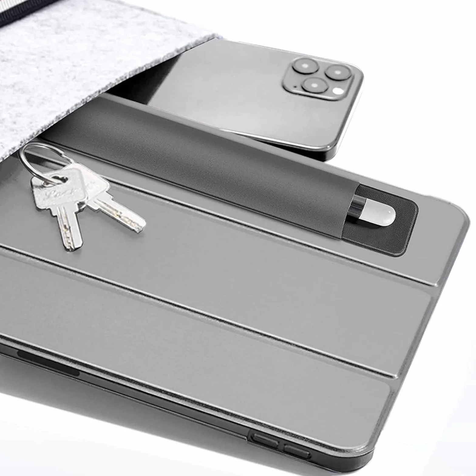 VIEVRE Uchwyt na ołówki do Apple (1. i 2. generacji), uchwyt na ołówki z Apple, etui na długopisy iPada, elastyczny uchwyt na długopisy, elastyczny uchwyt na długopisy, szary