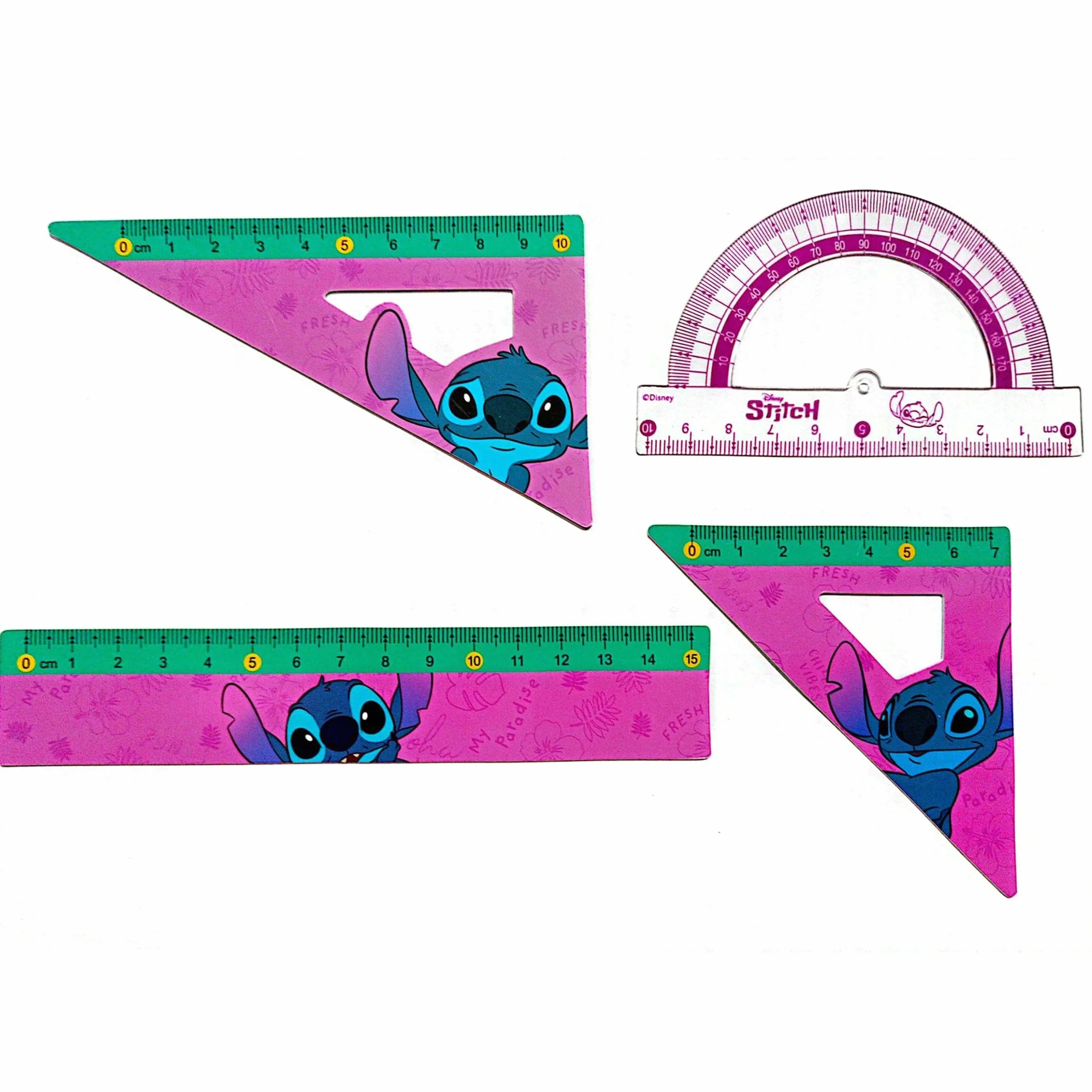 DISNEY Stitch Zestaw przyborów szkolnych, przybory geometryczne 4 elementy