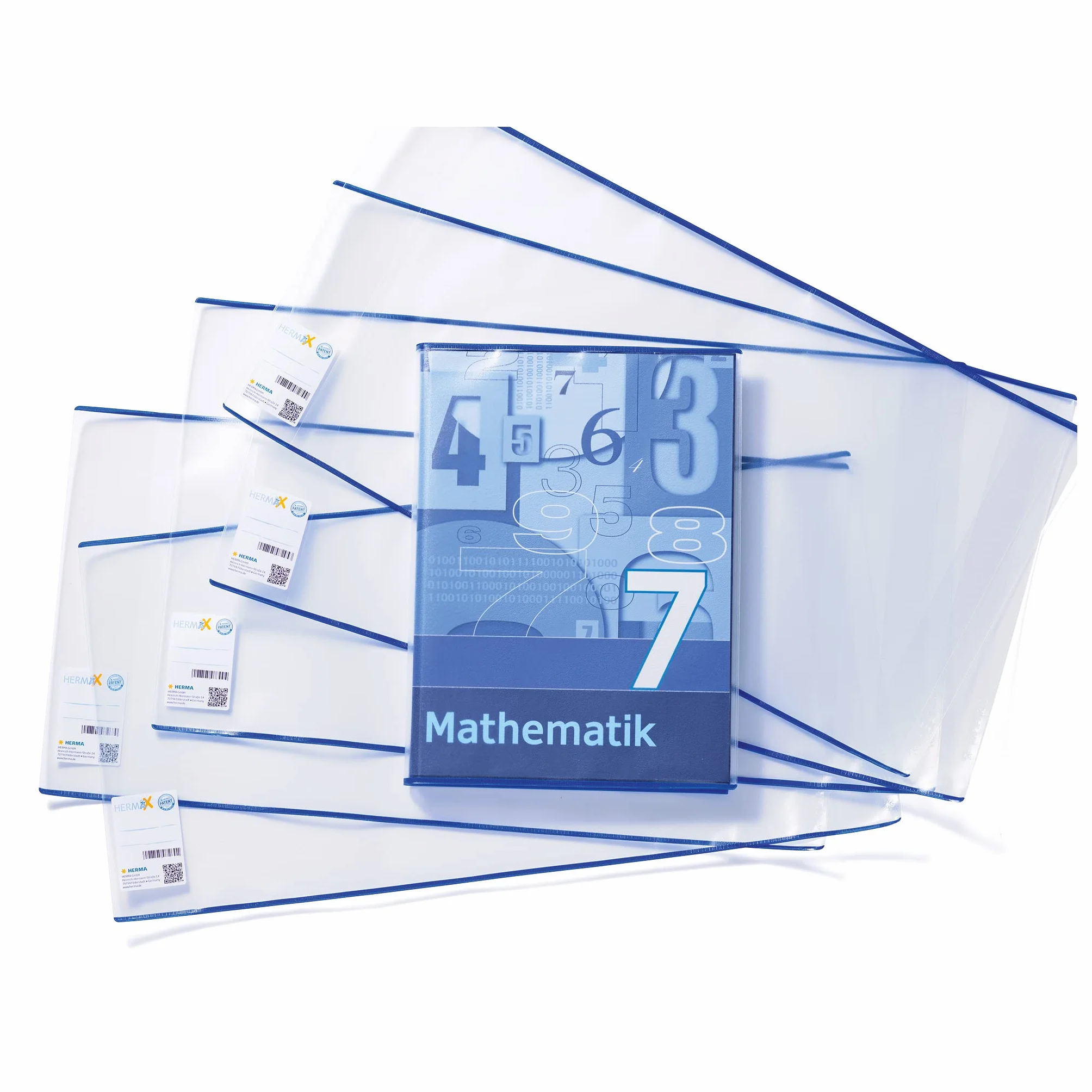 HERMA Hermäx Classic 7255 okładka na książkę 25,5 x 54 cm, z etykietą do opisywania i zabezpieczeniem krawędzi, z zmywalnej folii polipropylenowej, ochraniacz na podręczniki szkolne, przezroczysta
