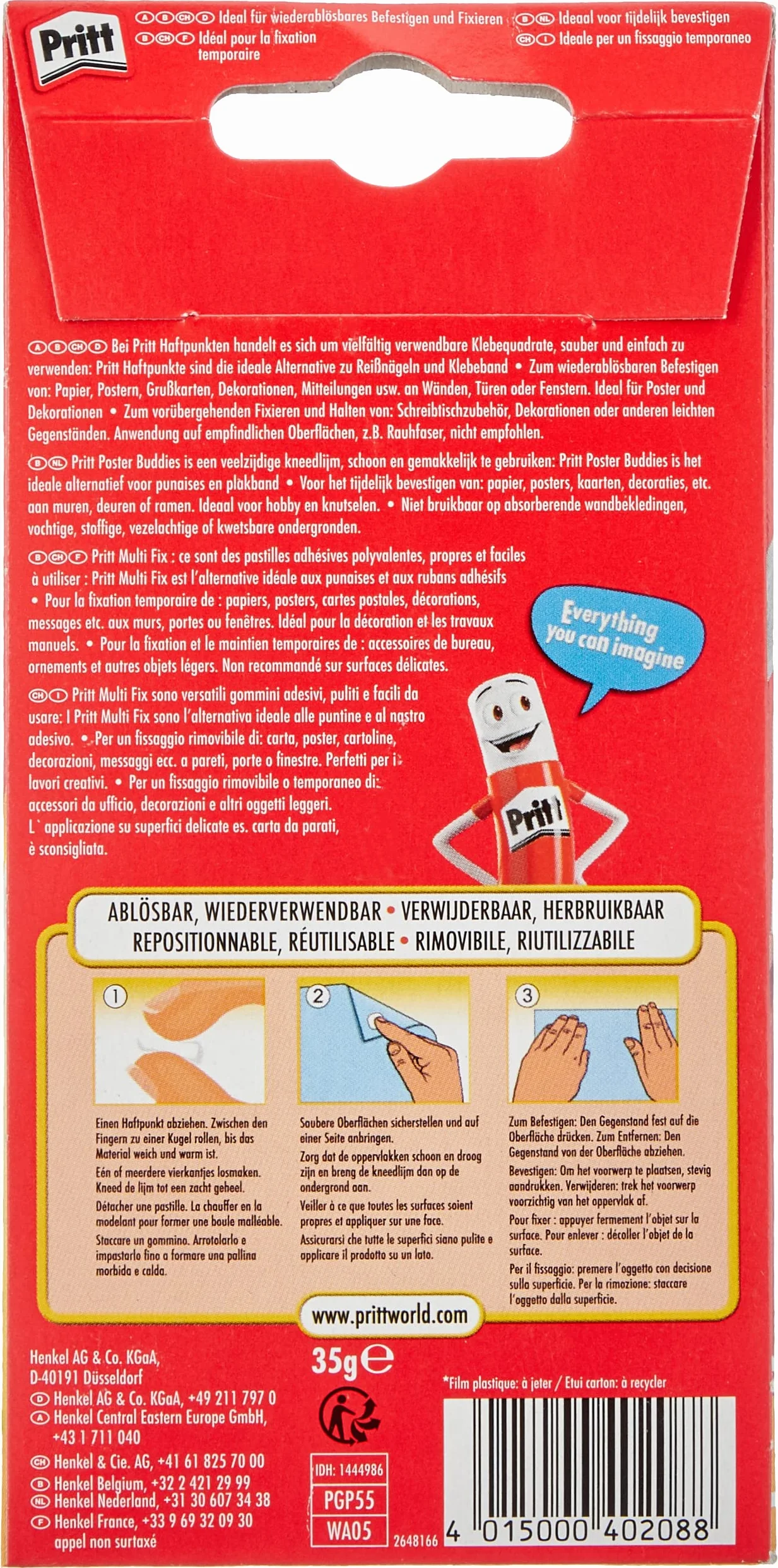 Pritt PGP55 Multi-Fix punkty samoprzylepne, plakat Buddies, 65 sztuk, kolorowe