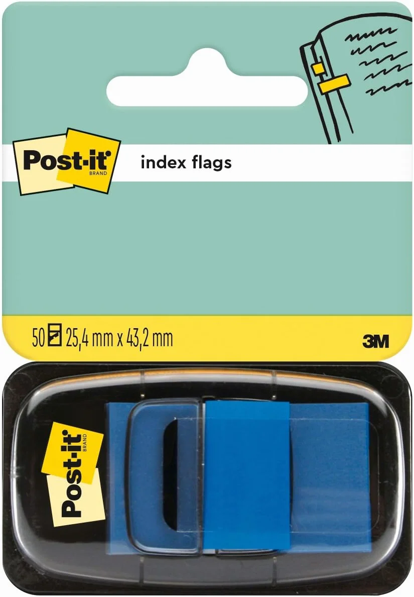 Post-it I680-2 Index 1 dozownik po 50 karteczek (25,4 x 43,2 mm), niebieski