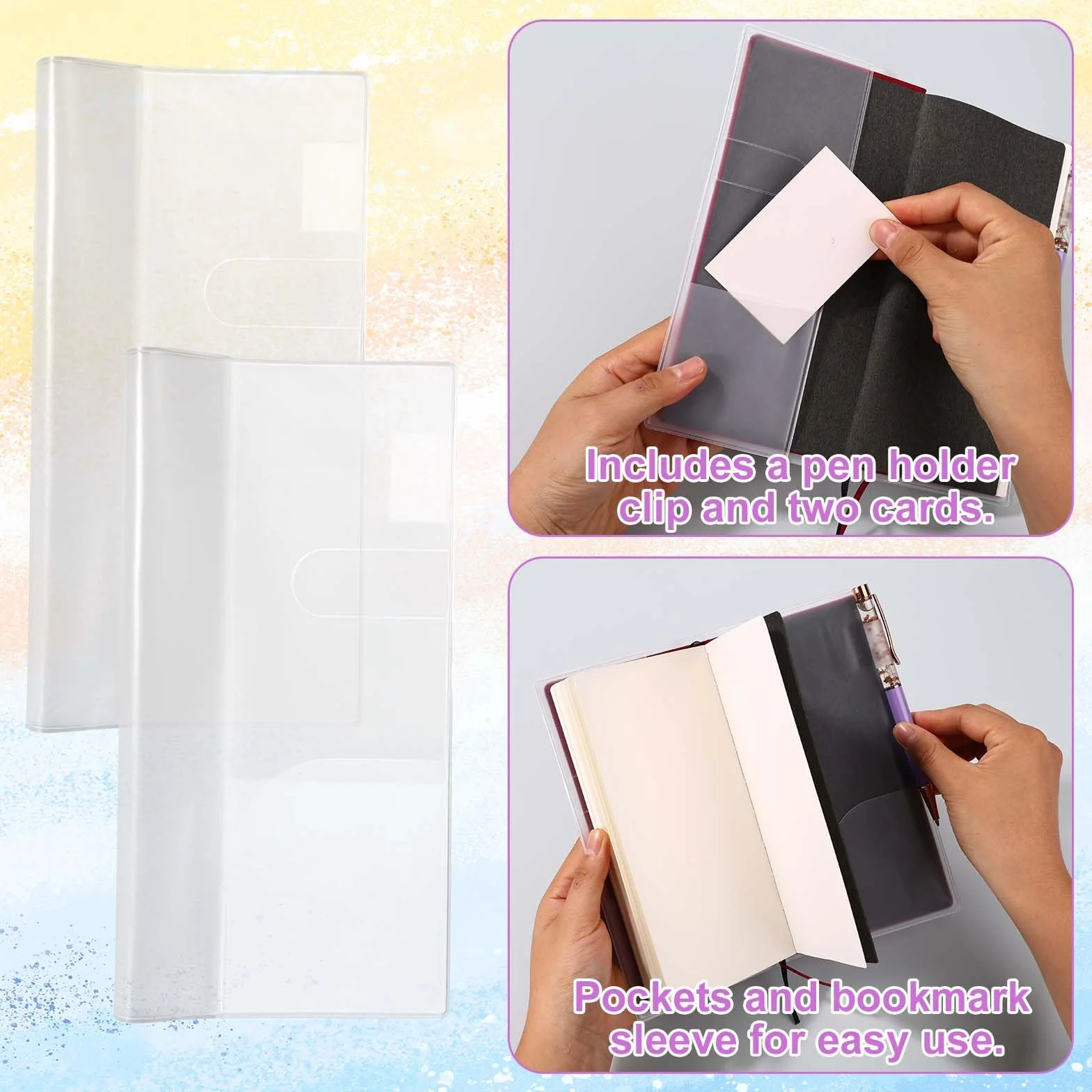 2szt Przezroczysta Okładka dla Hobonichi Weeks, 20,8x19,8cm PVC Ochrona Planera z Samoprzylepnymi Zakładkami Wodoodporna Kurzoodporna Ochronna Koszulka na Notes dla Hobonichi Techo Akcesoriów